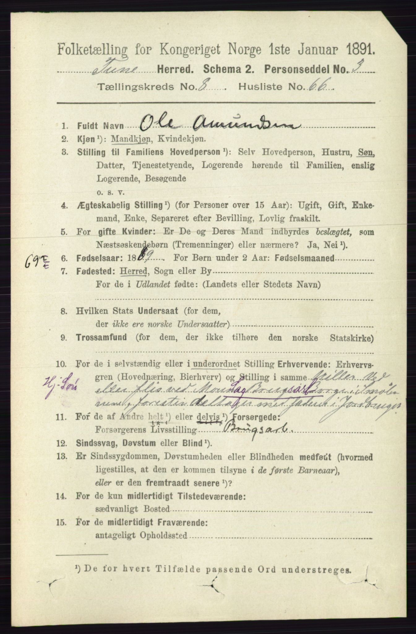 RA, 1891 census for 0130 Tune, 1891, p. 6133