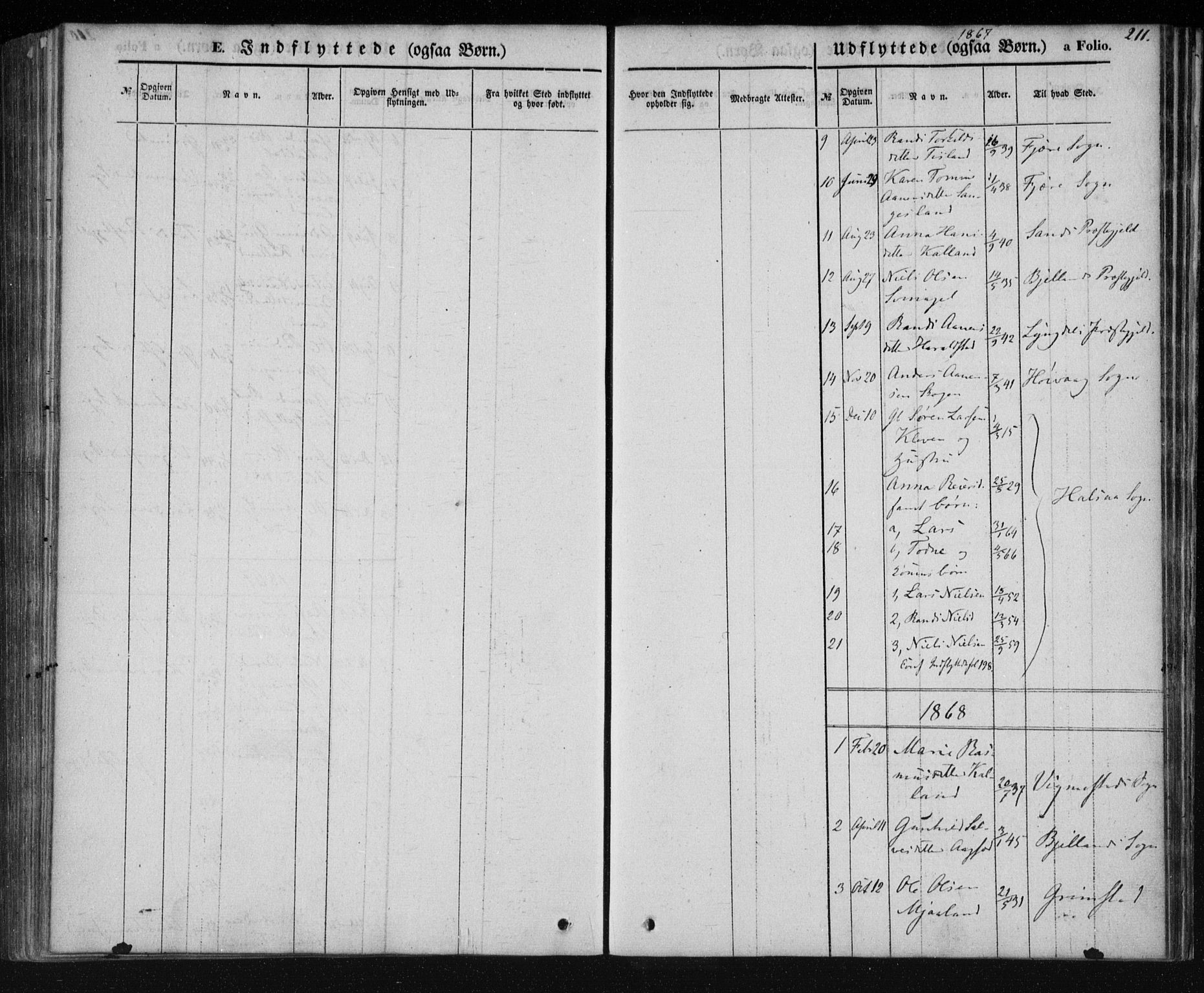 Holum sokneprestkontor, AV/SAK-1111-0022/F/Fa/Fab/L0005: Parish register (official) no. A 5, 1847-1874, p. 211