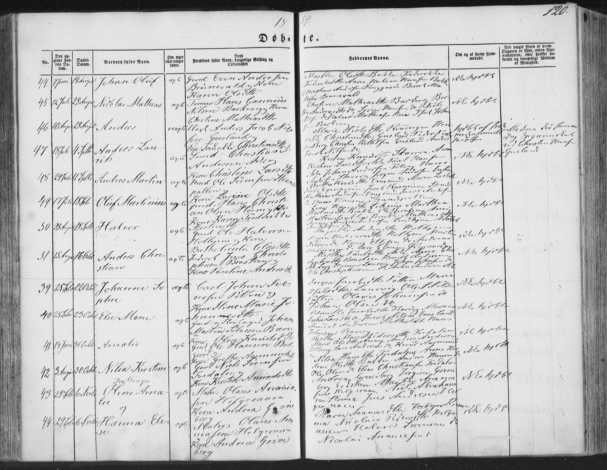 Brunlanes kirkebøker, SAKO/A-342/F/Fa/L0004: Parish register (official) no. I 4, 1846-1862, p. 120