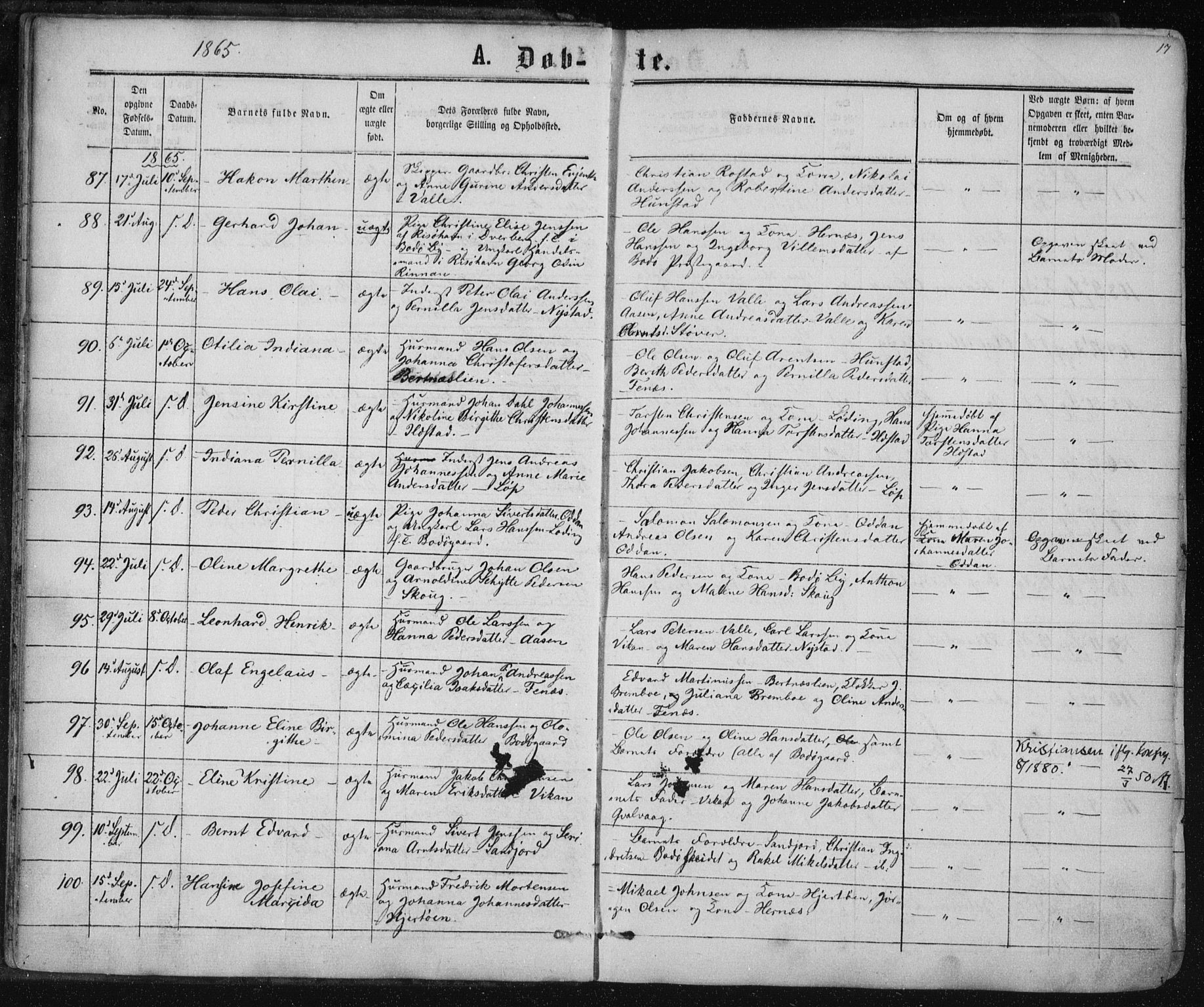 Ministerialprotokoller, klokkerbøker og fødselsregistre - Nordland, SAT/A-1459/801/L0008: Parish register (official) no. 801A08, 1864-1875, p. 17