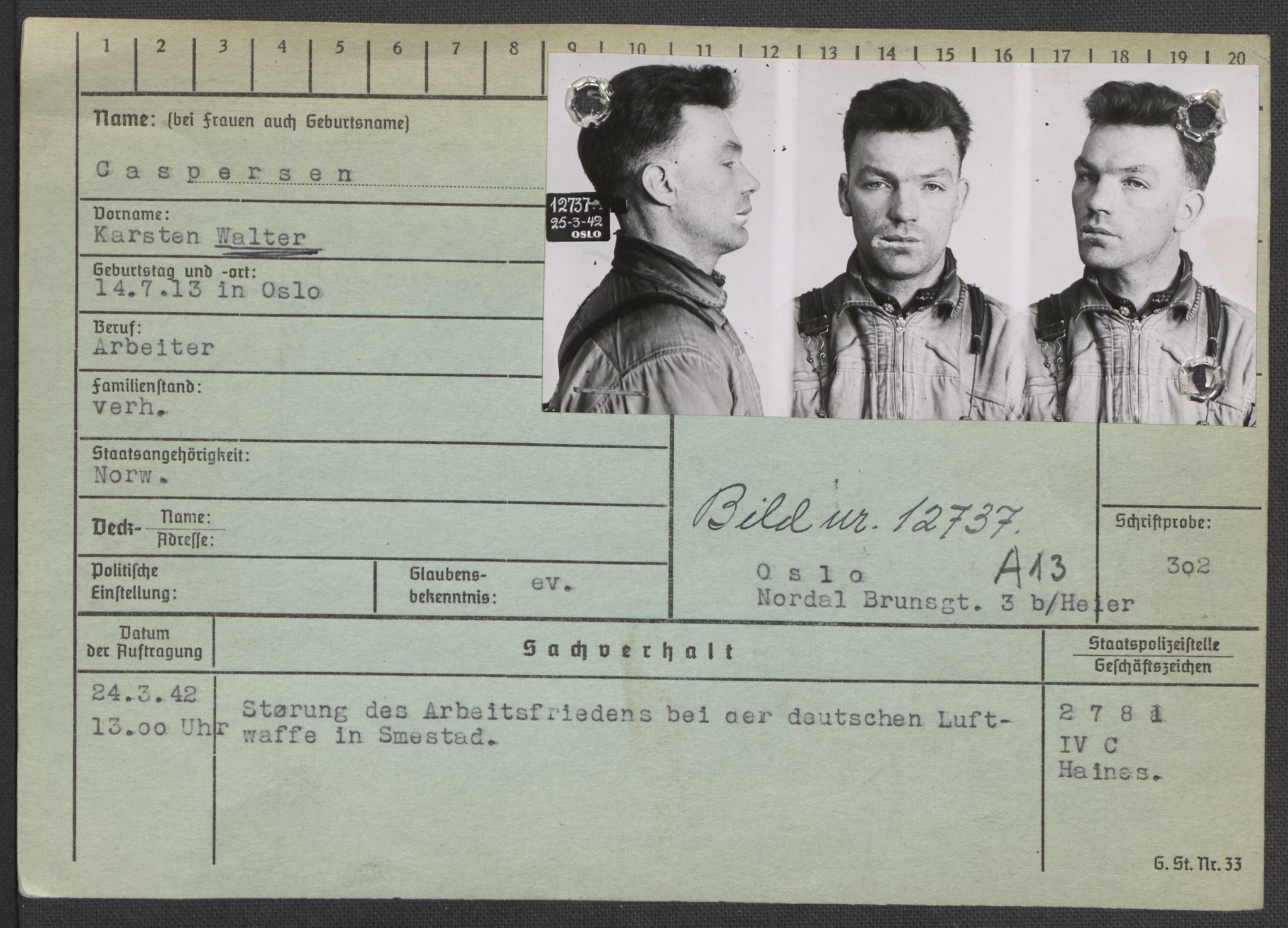 Befehlshaber der Sicherheitspolizei und des SD, AV/RA-RAFA-5969/E/Ea/Eaa/L0002: Register over norske fanger i Møllergata 19: Bj-Eng, 1940-1945, p. 679