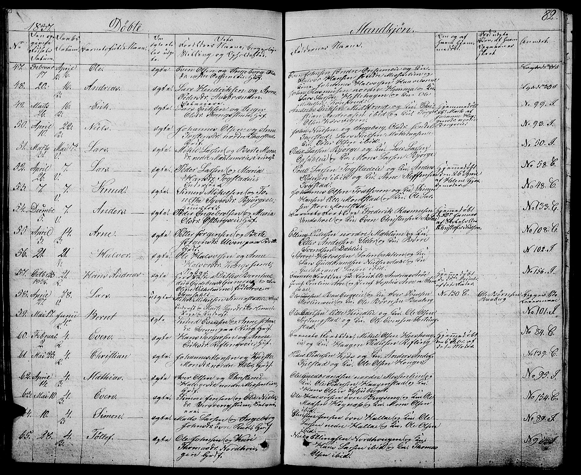 Ringsaker prestekontor, SAH/PREST-014/L/La/L0004: Parish register (copy) no. 4, 1827-1838, p. 82