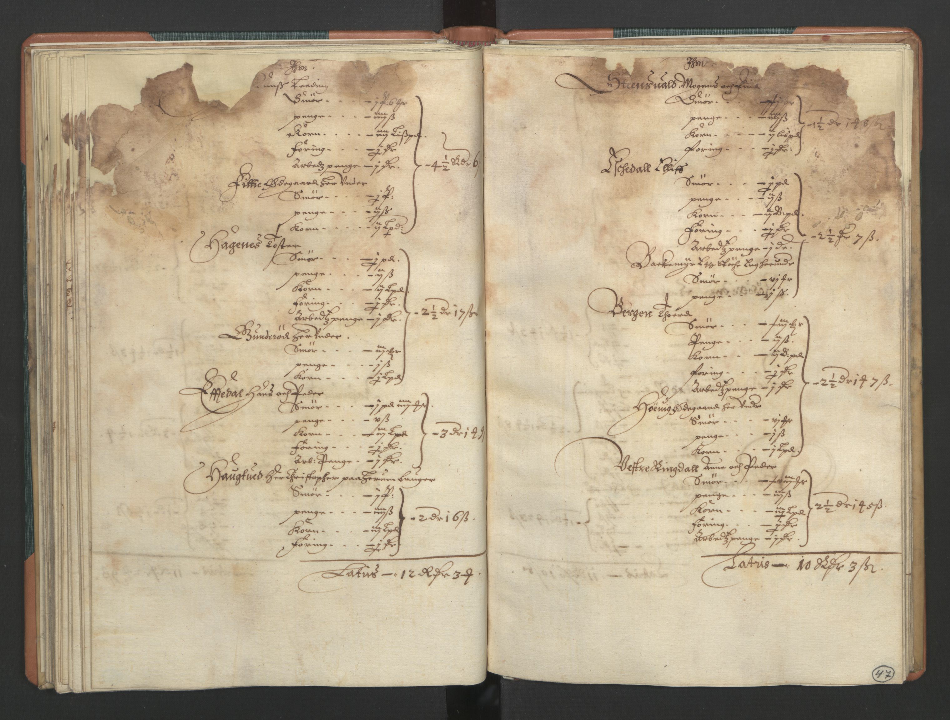 Rentekammeret inntil 1814, Realistisk ordnet avdeling, AV/RA-EA-4070/L/L0015/0002: Tønsberg lagdømme. Brunla len: / Brunla len. Kronens jordebok, 1661, p. 46b-47a