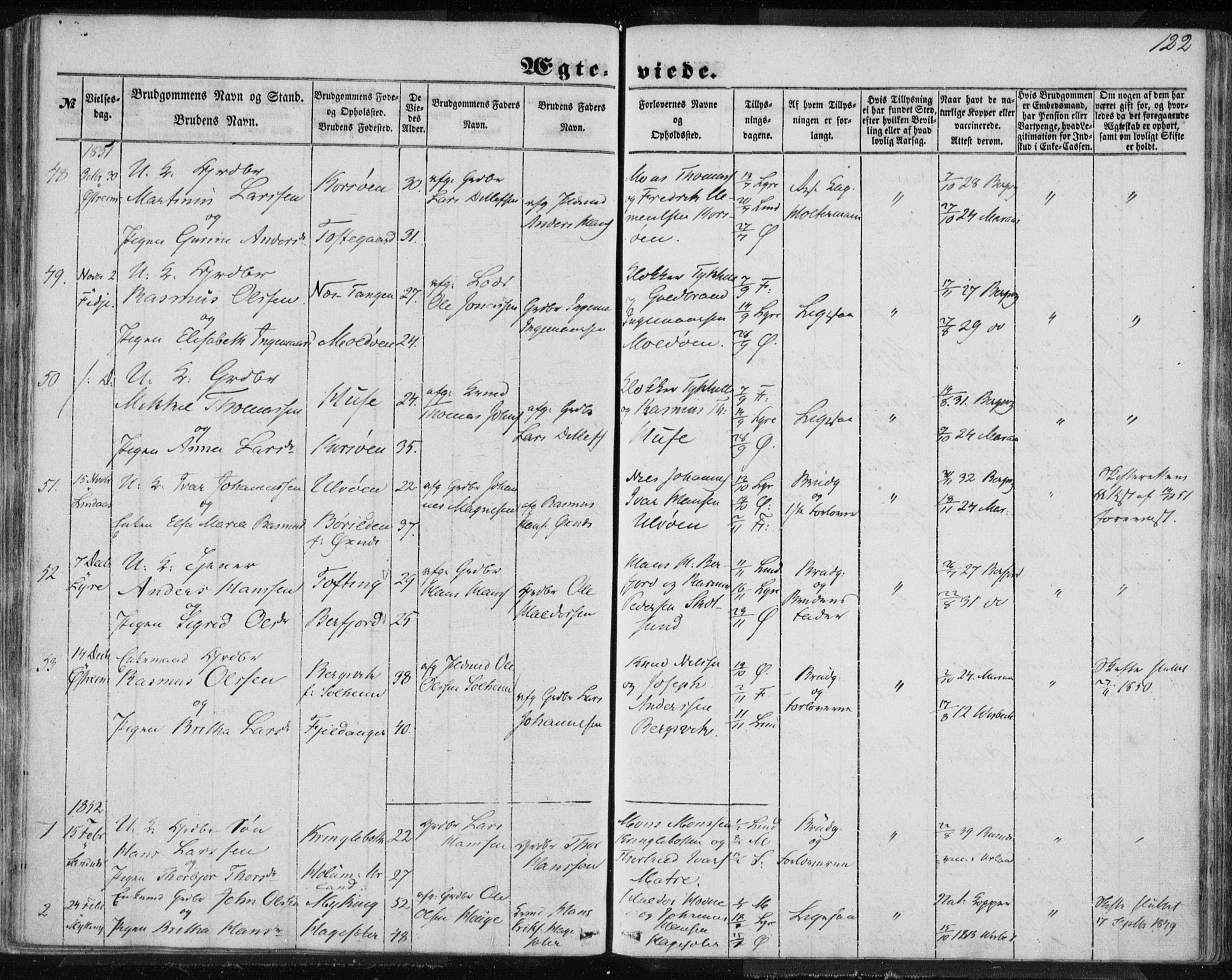 Lindås Sokneprestembete, SAB/A-76701/H/Haa: Parish register (official) no. A 13, 1848-1862, p. 122