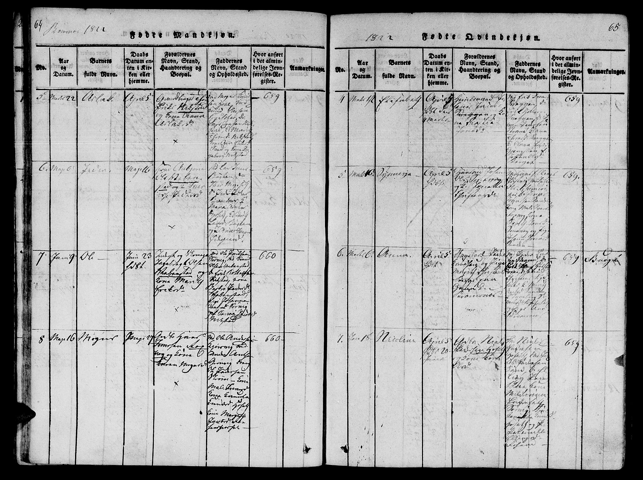 Ministerialprotokoller, klokkerbøker og fødselsregistre - Møre og Romsdal, SAT/A-1454/568/L0800: Parish register (official) no. 568A09 /2, 1820-1830, p. 64-65
