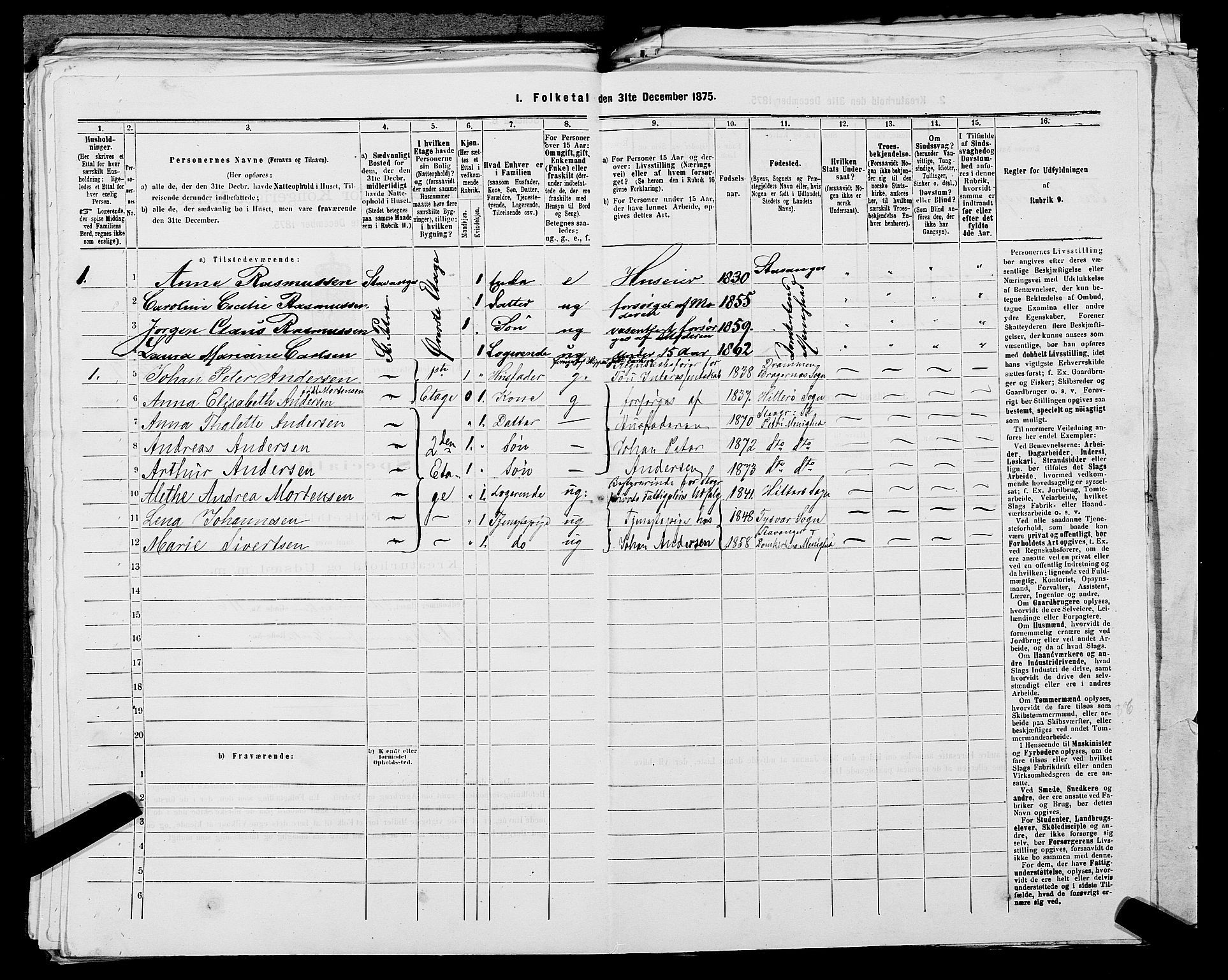 SAST, 1875 census for 1103 Stavanger, 1875, p. 3362