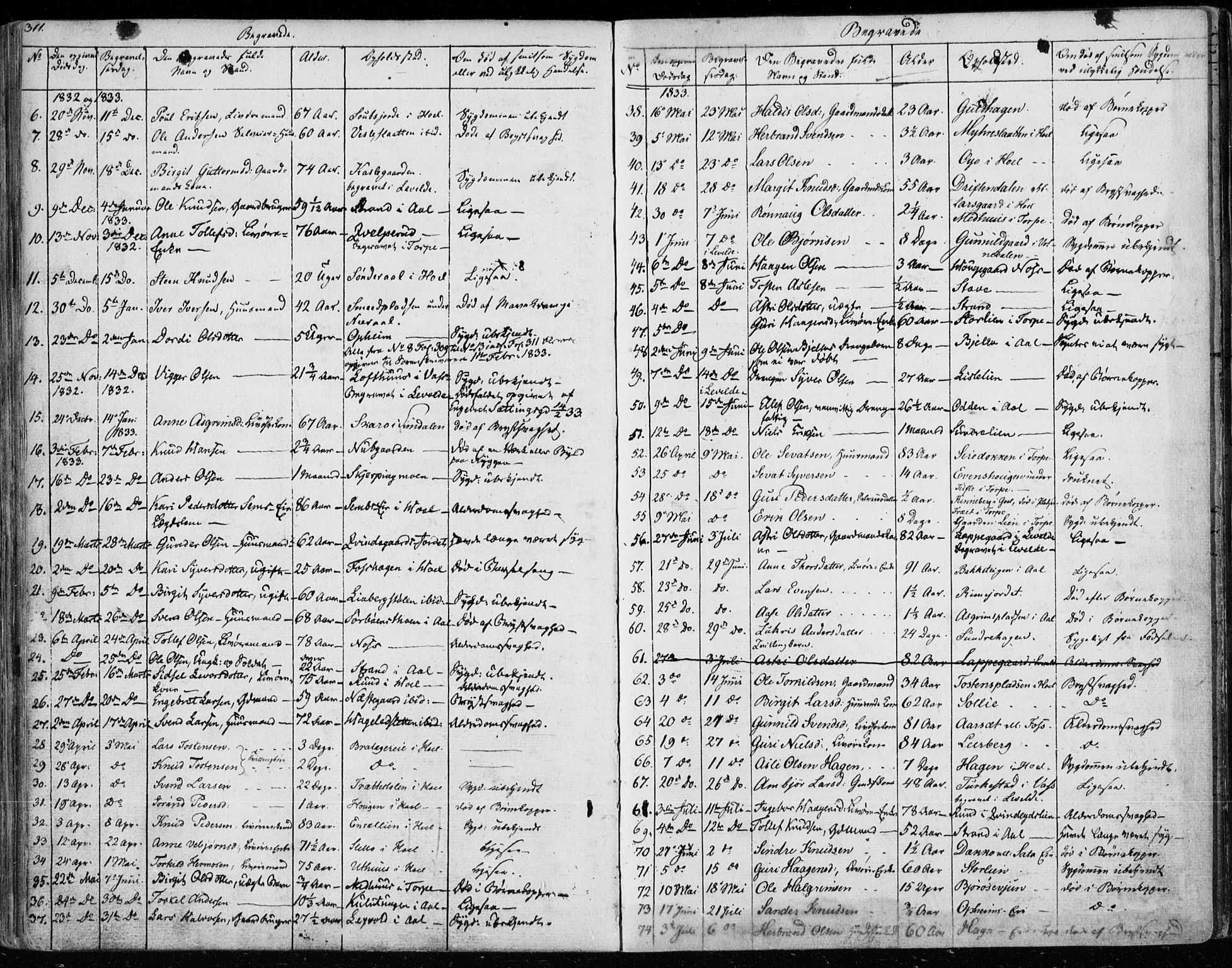 Ål kirkebøker, AV/SAKO-A-249/F/Fa/L0005: Parish register (official) no. I 5, 1825-1848, p. 311