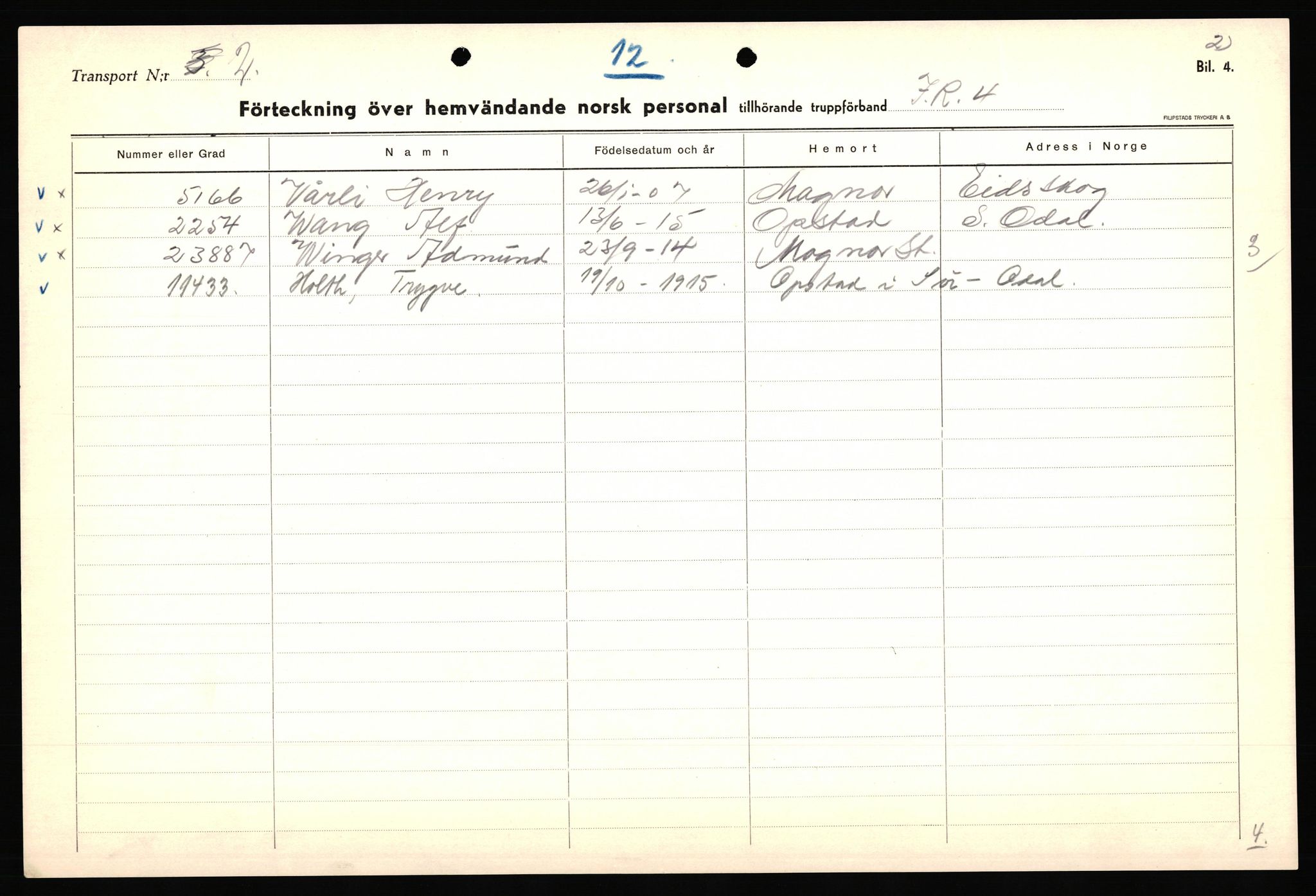 Forsvaret, Forsvarets krigshistoriske avdeling, AV/RA-RAFA-2017/Y/Yf/L0205: II-C-11-2110 - Norske internert i Sverige 1940, 1940, p. 440