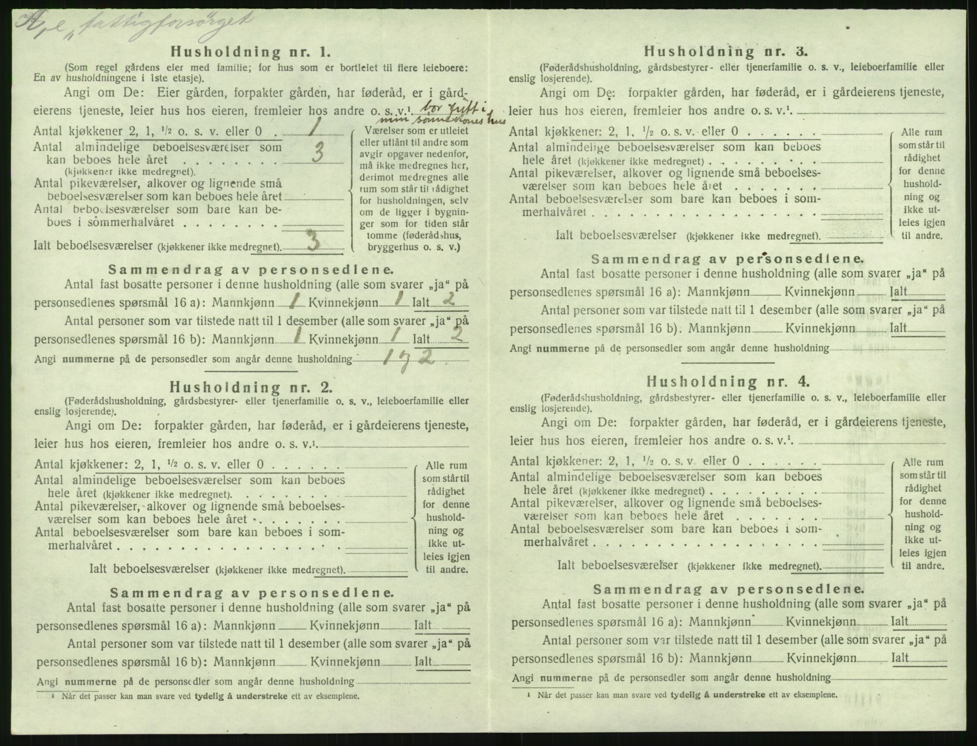 SAK, 1920 census for Øyestad, 1920, p. 1335