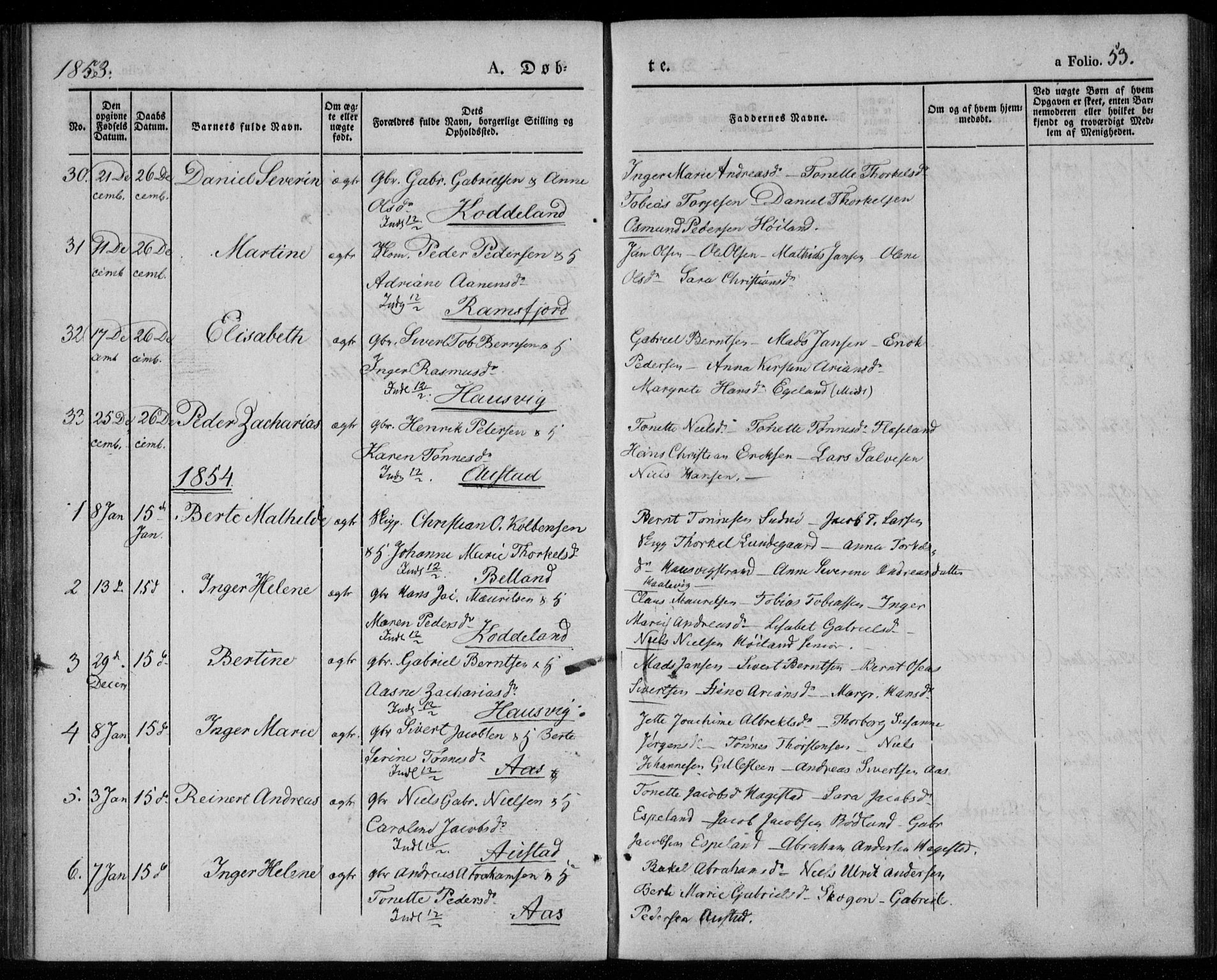 Lyngdal sokneprestkontor, AV/SAK-1111-0029/F/Fa/Faa/L0001: Parish register (official) no. A 1, 1837-1857, p. 53