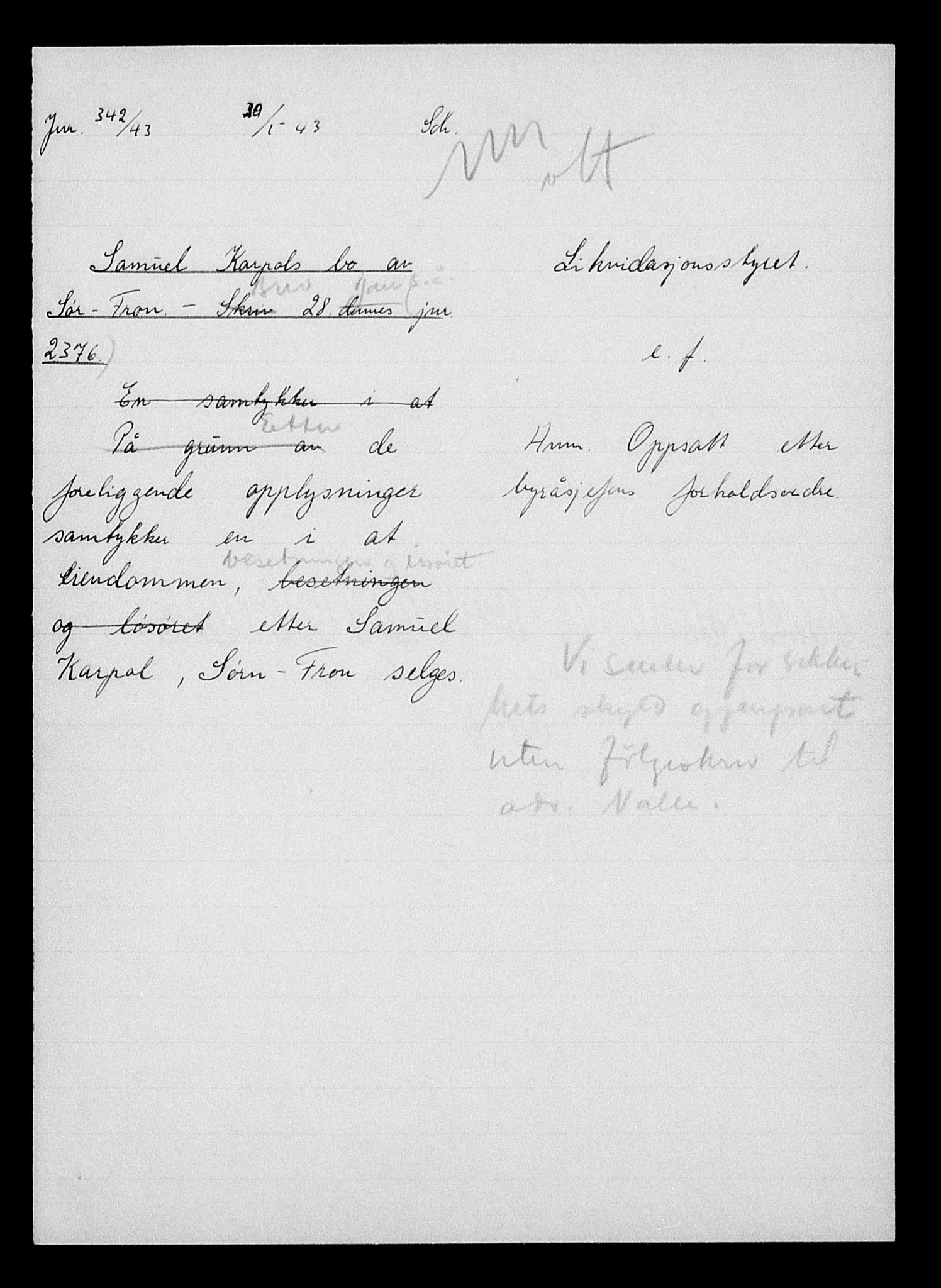 Justisdepartementet, Tilbakeføringskontoret for inndratte formuer, AV/RA-S-1564/H/Hc/Hcc/L0949: --, 1945-1947, p. 693