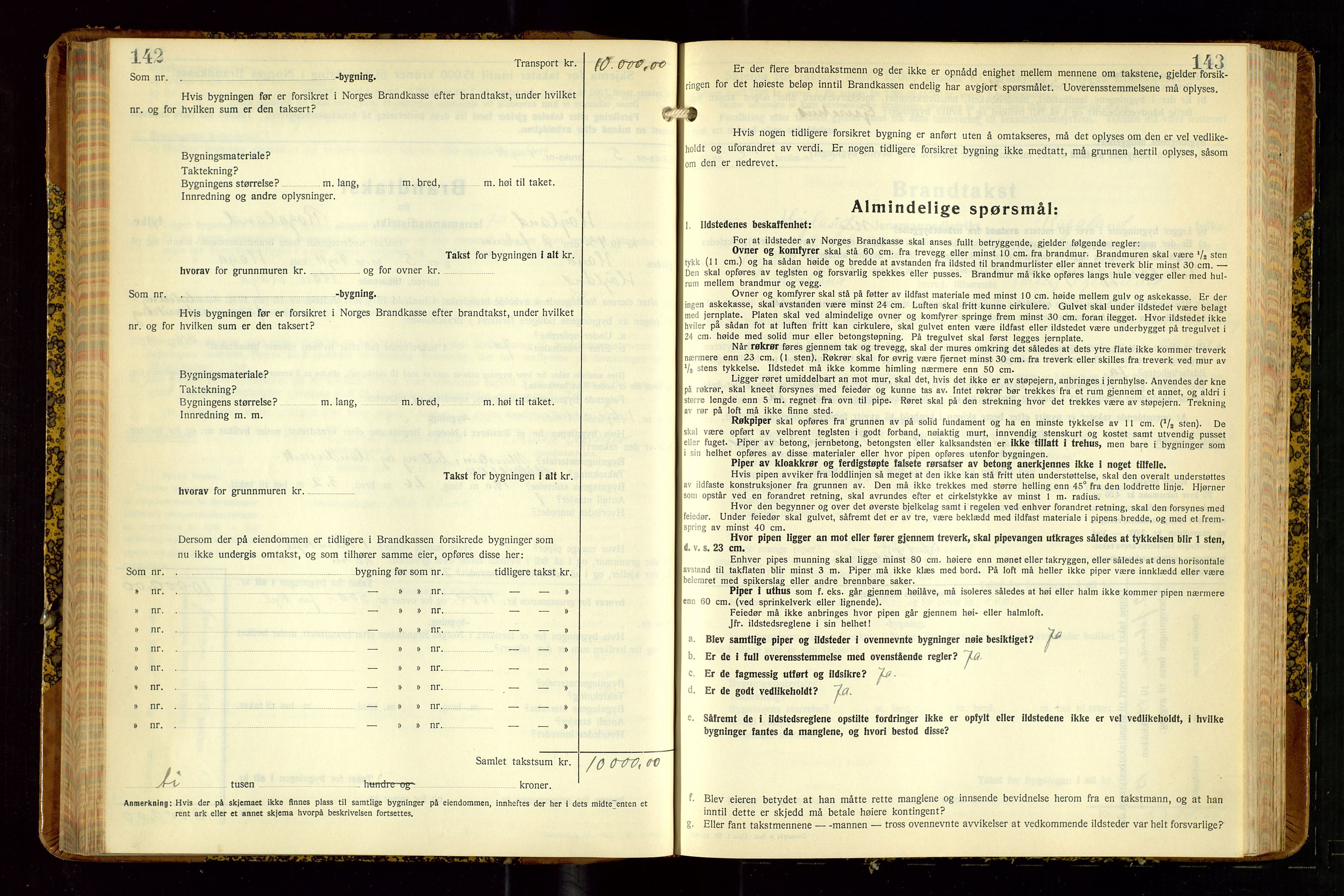 Høyland/Sandnes lensmannskontor, AV/SAST-A-100166/Gob/L0008: "Branntakstprotokoll", 1940-1952, p. 142-143