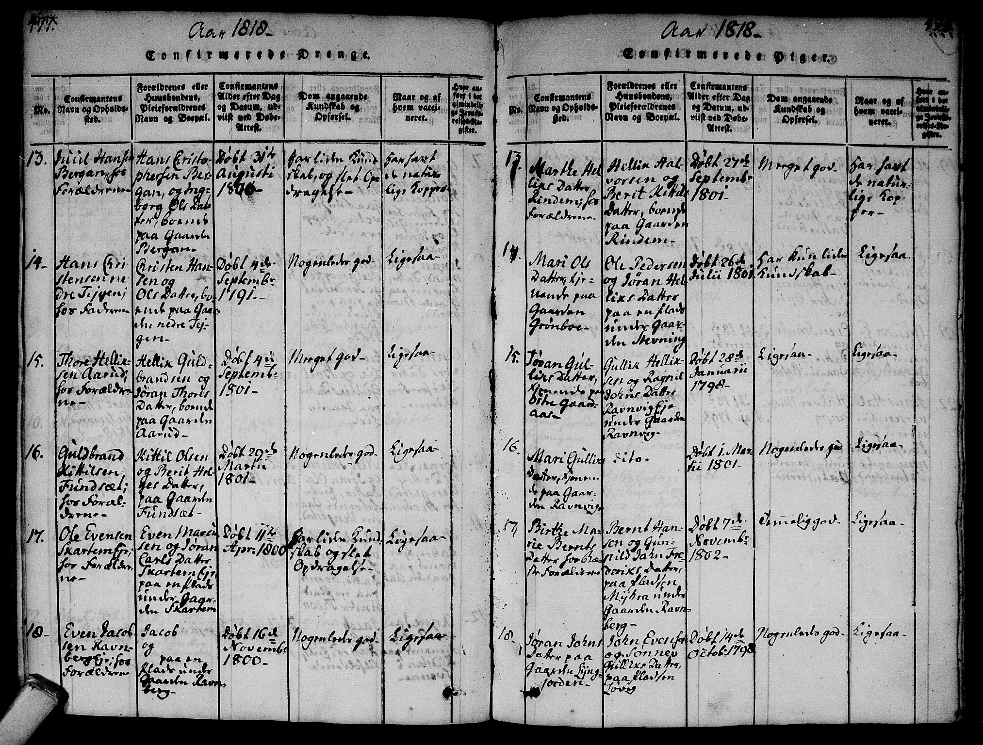 Flesberg kirkebøker, AV/SAKO-A-18/F/Fa/L0005: Parish register (official) no. I 5, 1816-1834, p. 477-478