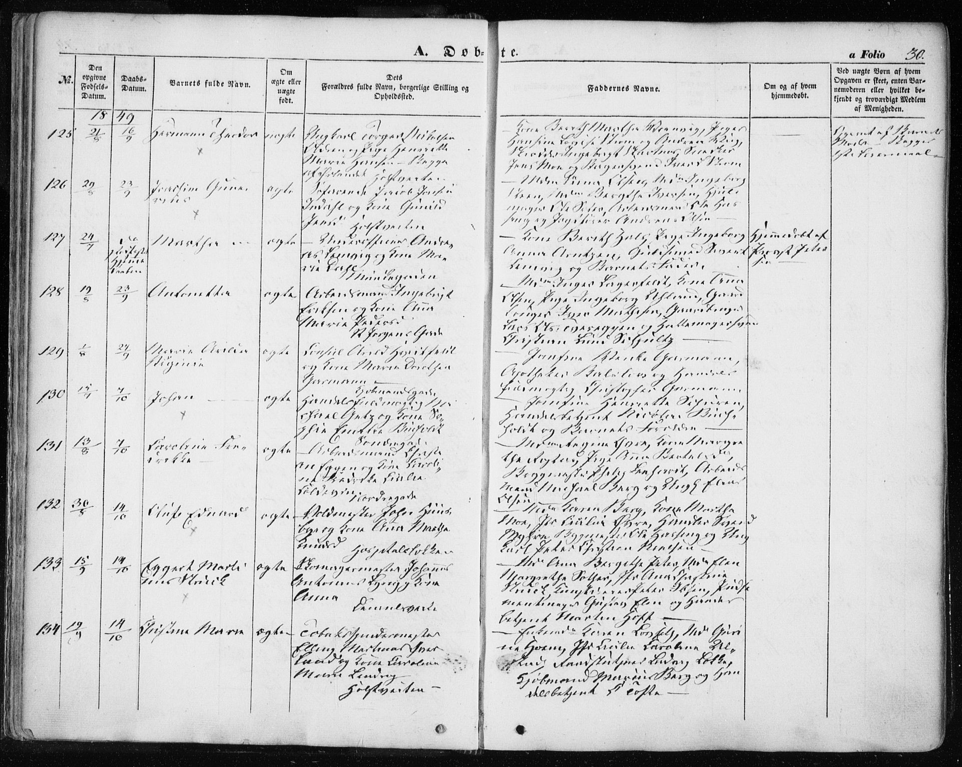 Ministerialprotokoller, klokkerbøker og fødselsregistre - Sør-Trøndelag, SAT/A-1456/601/L0051: Parish register (official) no. 601A19, 1848-1857, p. 30