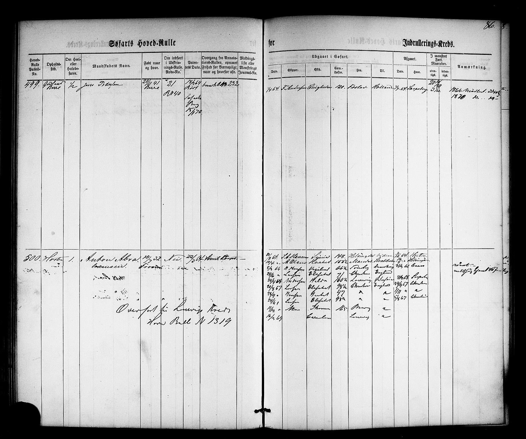 Horten innrulleringskontor, AV/SAKO-A-785/F/Fc/L0002: Hovedrulle, 1861-1868, p. 105