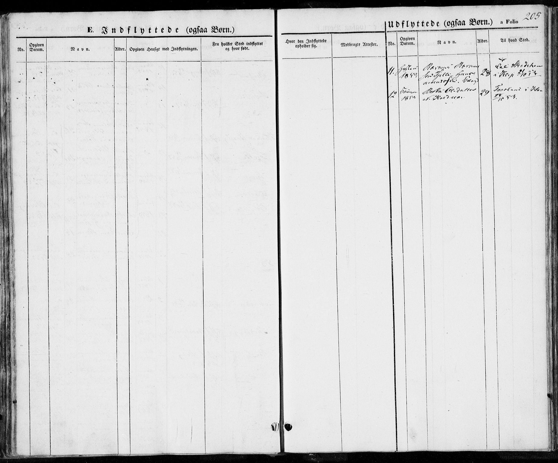 Håland sokneprestkontor, AV/SAST-A-101802/001/30BA/L0006: Parish register (official) no. A 6, 1842-1853, p. 205