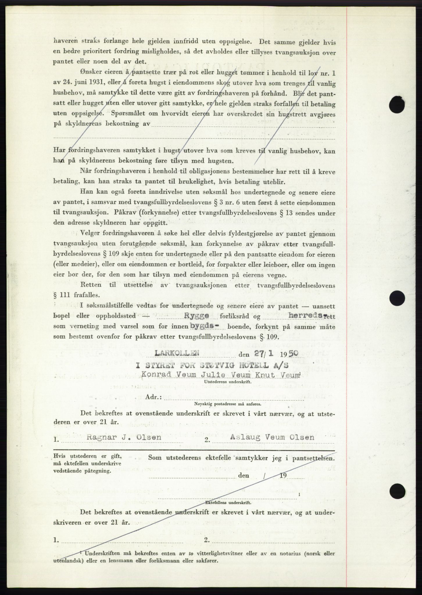 Moss sorenskriveri, SAO/A-10168: Mortgage book no. B23, 1949-1950, Diary no: : 311/1950