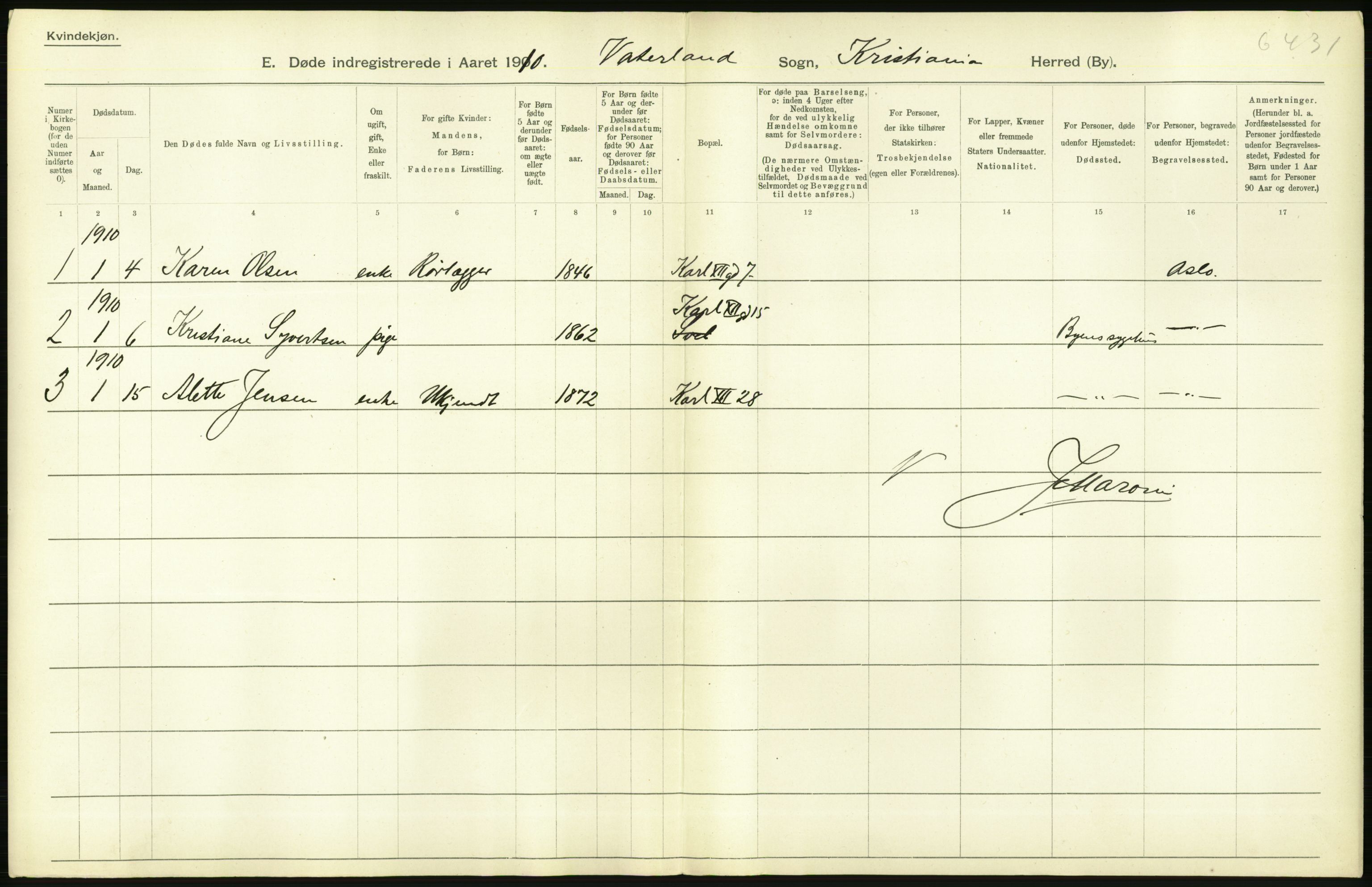 Statistisk sentralbyrå, Sosiodemografiske emner, Befolkning, RA/S-2228/D/Df/Dfa/Dfah/L0008: Kristiania: Døde, 1910, p. 84