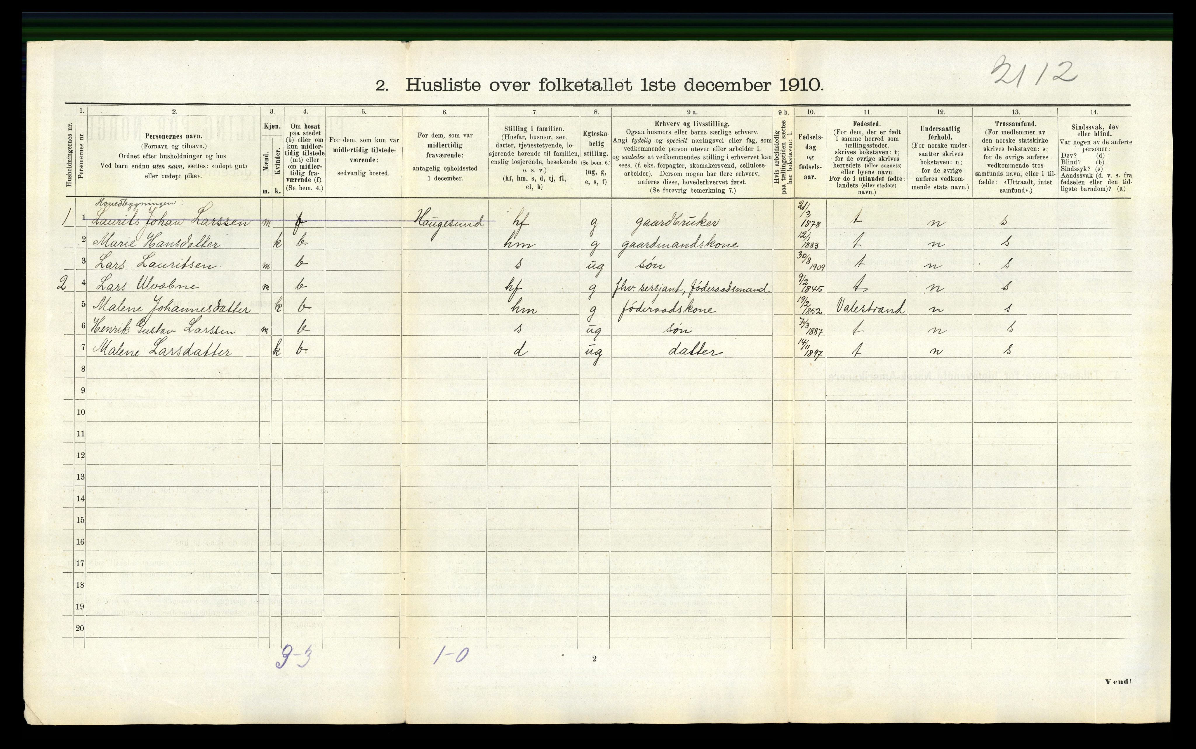 RA, 1910 census for Sveio, 1910, p. 163