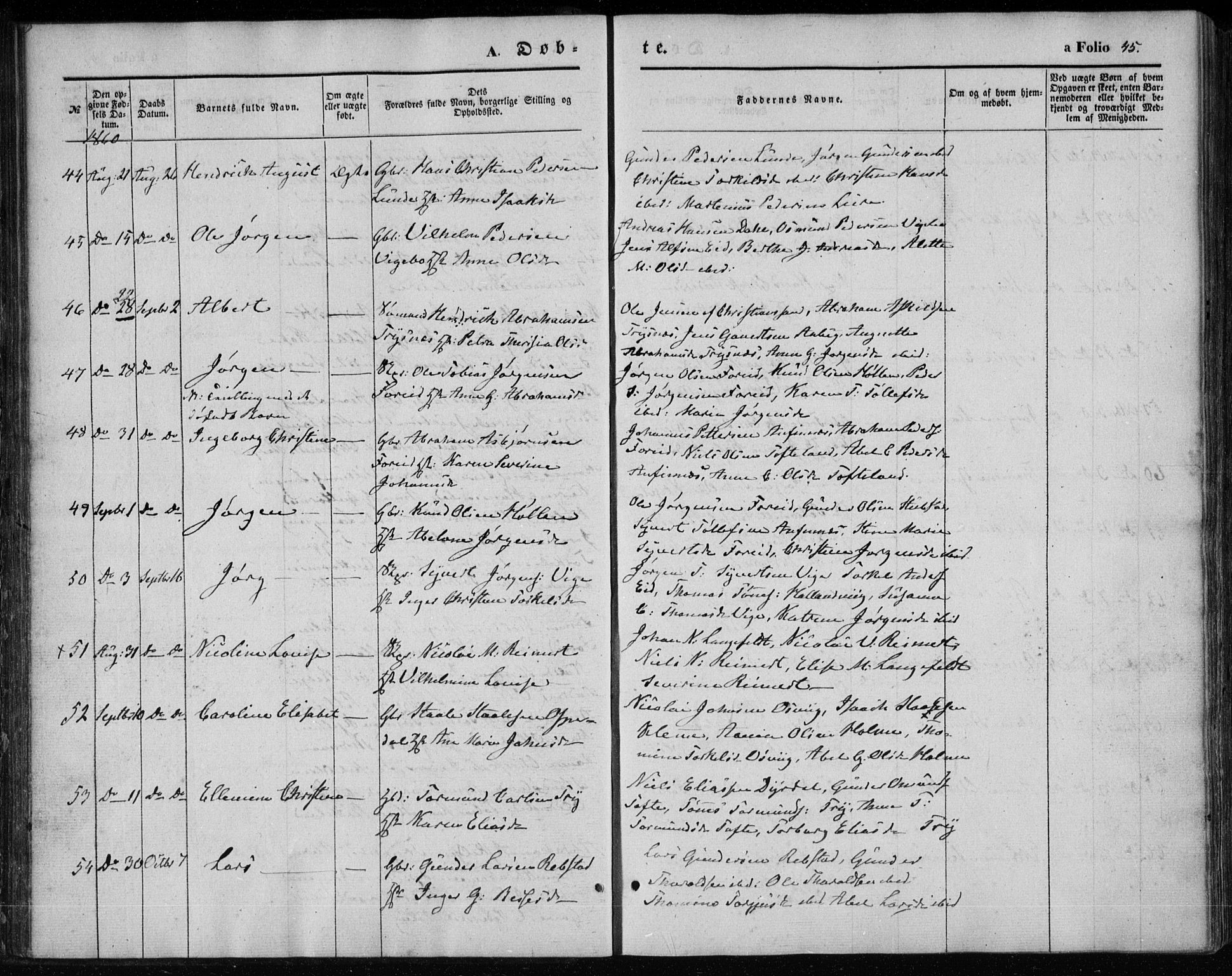 Søgne sokneprestkontor, AV/SAK-1111-0037/F/Fa/Fab/L0010: Parish register (official) no. A 10, 1853-1869, p. 45