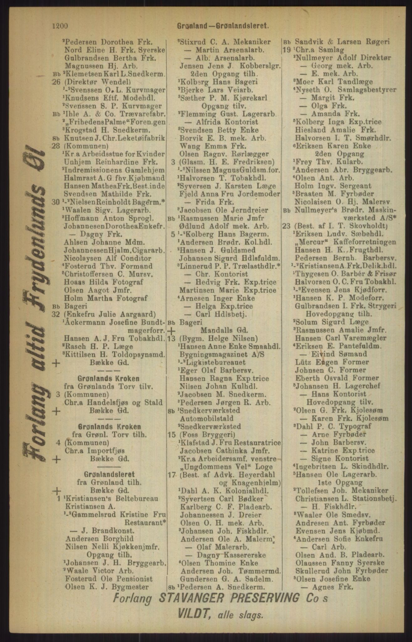 Kristiania/Oslo adressebok, PUBL/-, 1911, p. 1200