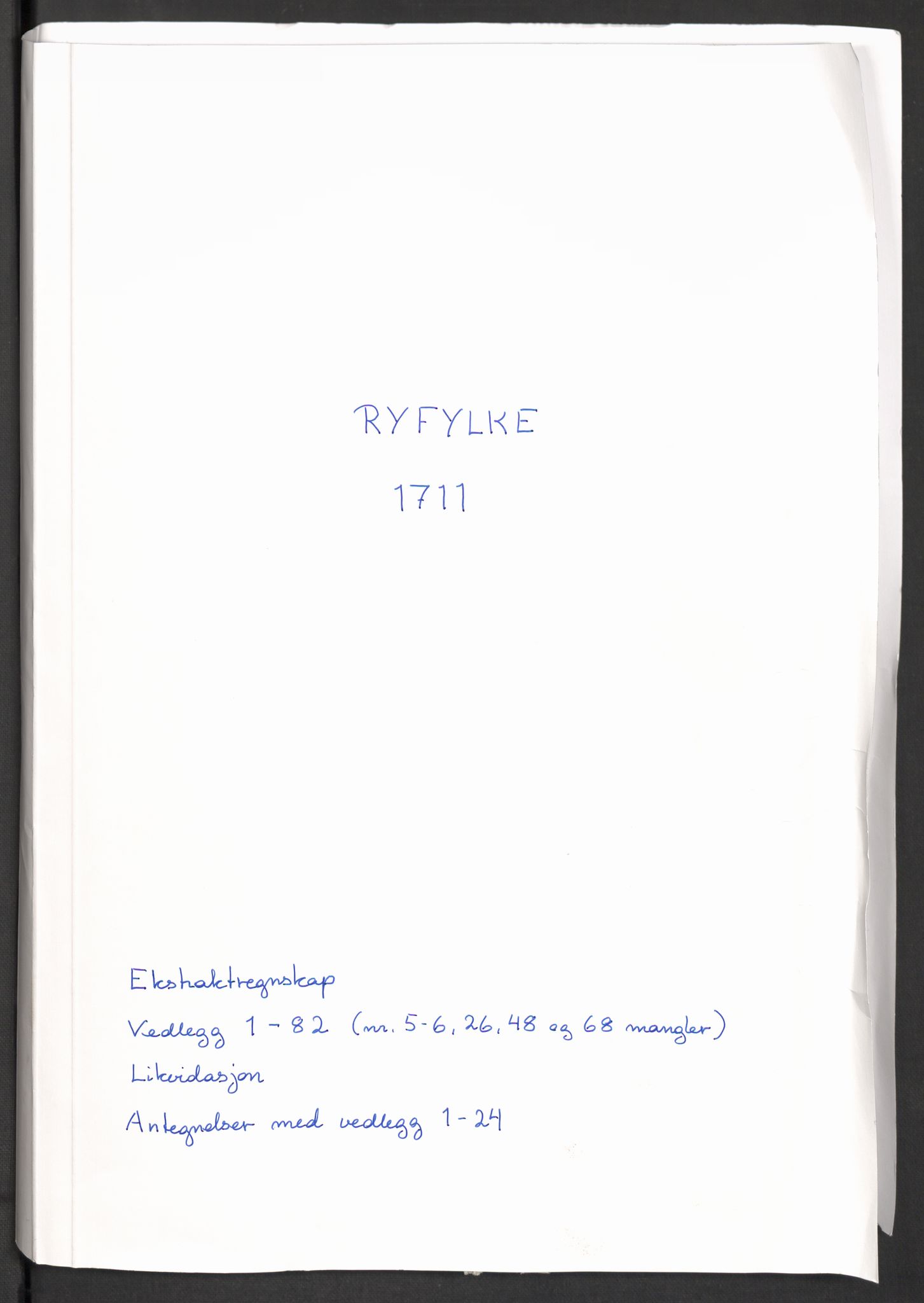 Rentekammeret inntil 1814, Reviderte regnskaper, Fogderegnskap, AV/RA-EA-4092/R47/L2864: Fogderegnskap Ryfylke, 1711, p. 2