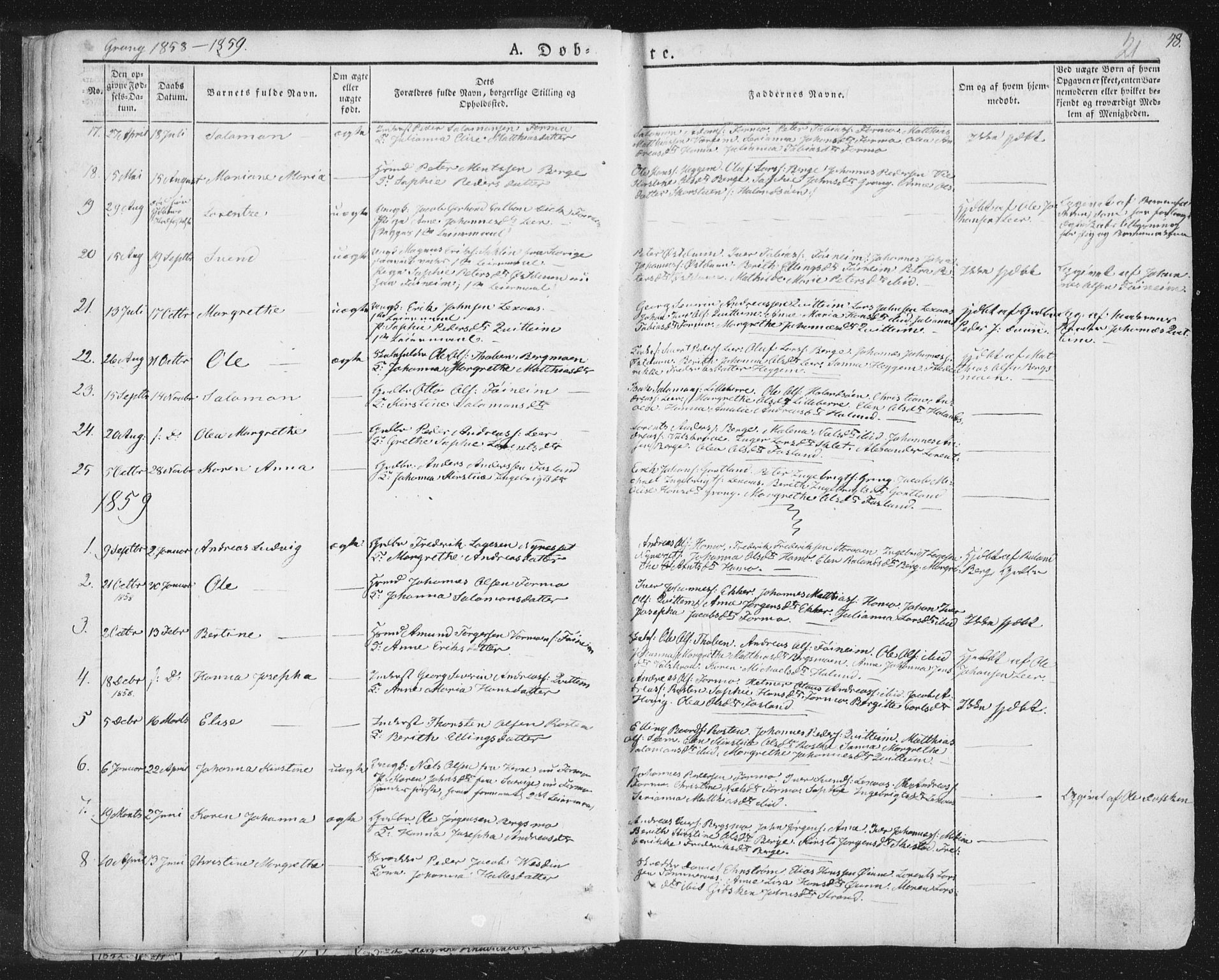 Ministerialprotokoller, klokkerbøker og fødselsregistre - Nord-Trøndelag, SAT/A-1458/758/L0513: Parish register (official) no. 758A02 /1, 1839-1868, p. 21