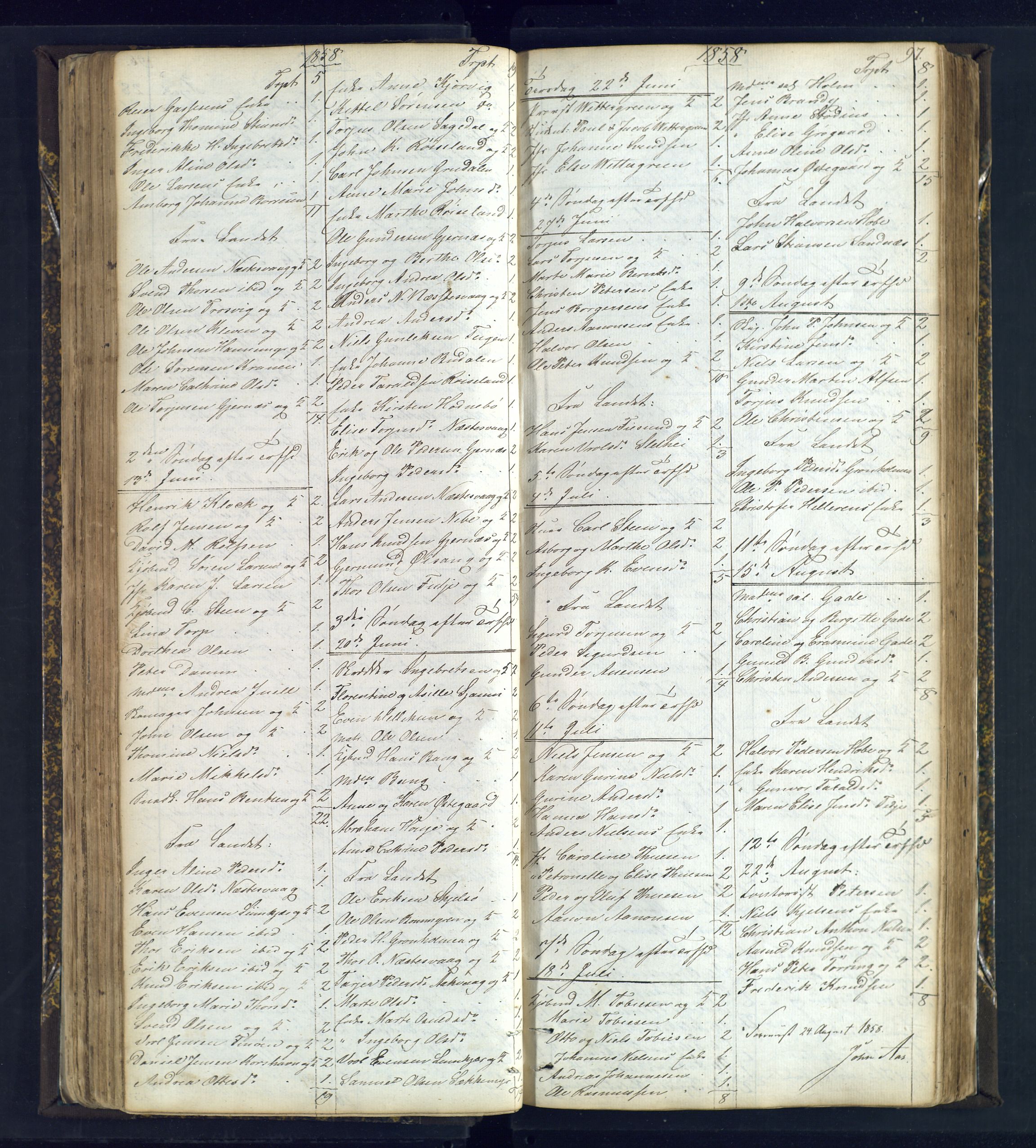 Risør sokneprestkontor, SAK/1111-0035/F/Fc/L0003: Communicants register no. C 3, 1836-1872, p. 97