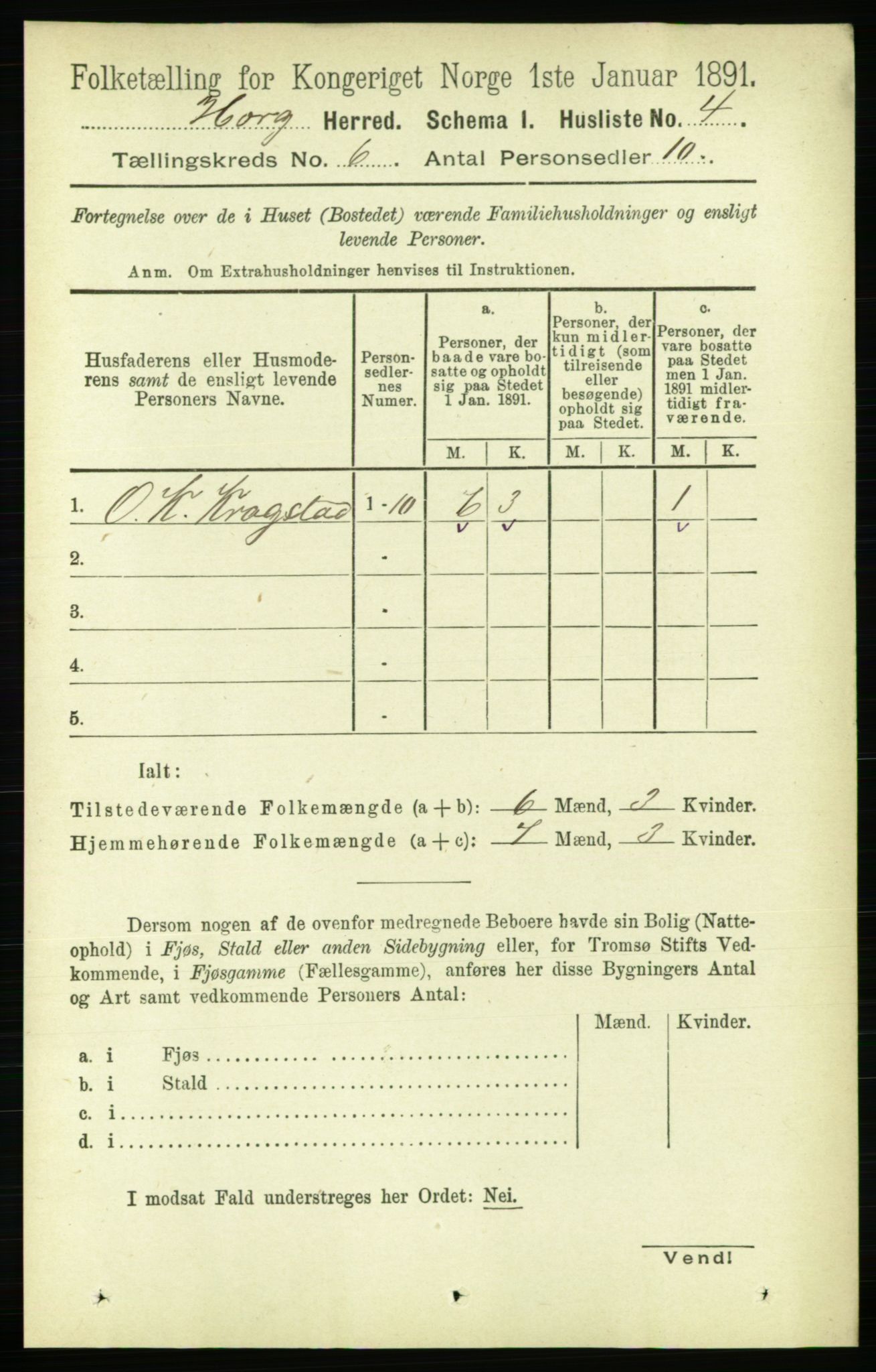 RA, 1891 census for 1650 Horg, 1891, p. 2352