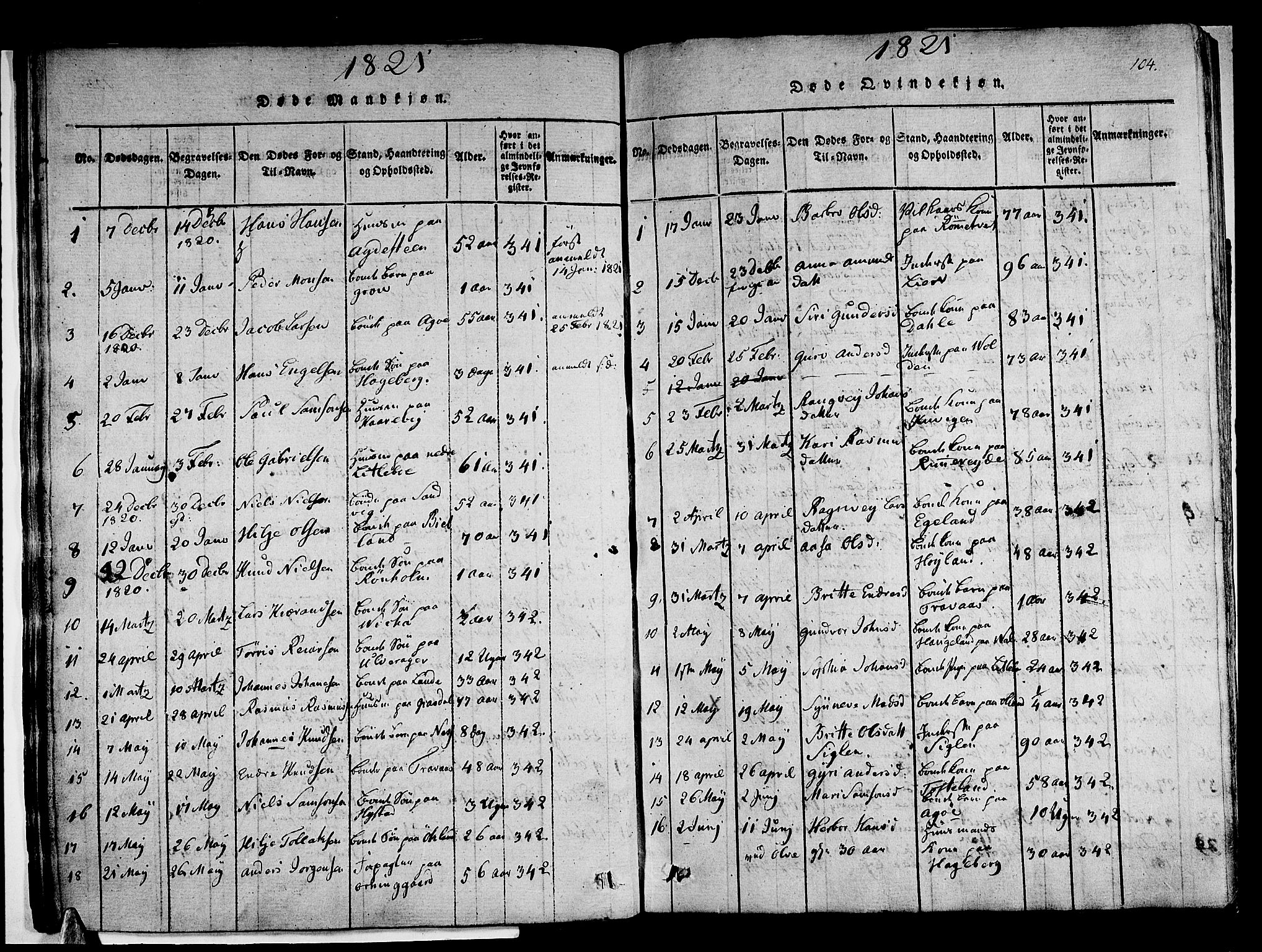 Stord sokneprestembete, AV/SAB-A-78201/H/Haa: Parish register (official) no. A 5, 1816-1825, p. 104