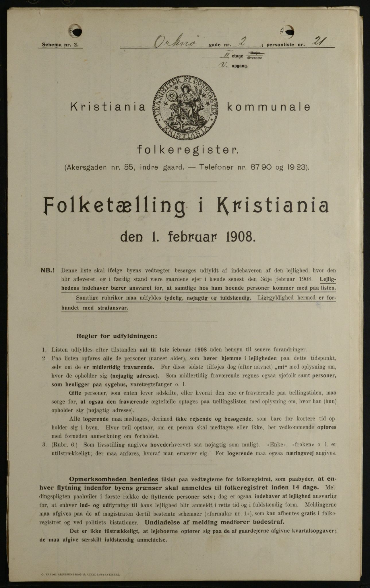 OBA, Municipal Census 1908 for Kristiania, 1908, p. 68041