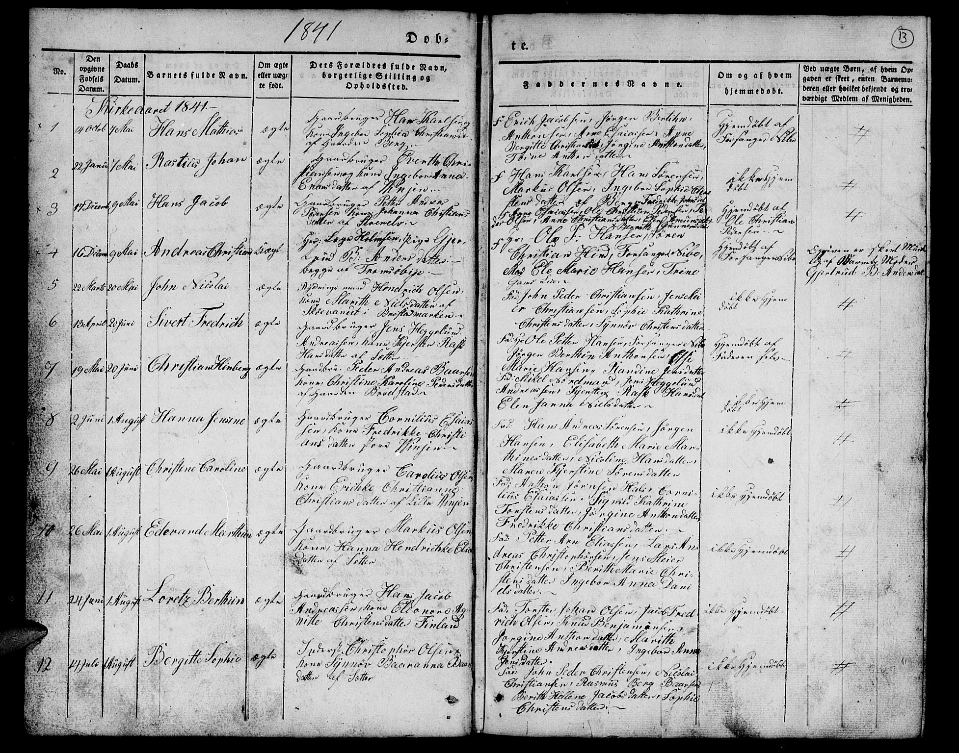 Tranøy sokneprestkontor, AV/SATØ-S-1313/I/Ia/Iab/L0010klokker: Parish register (copy) no. 10, 1835-1844, p. 13