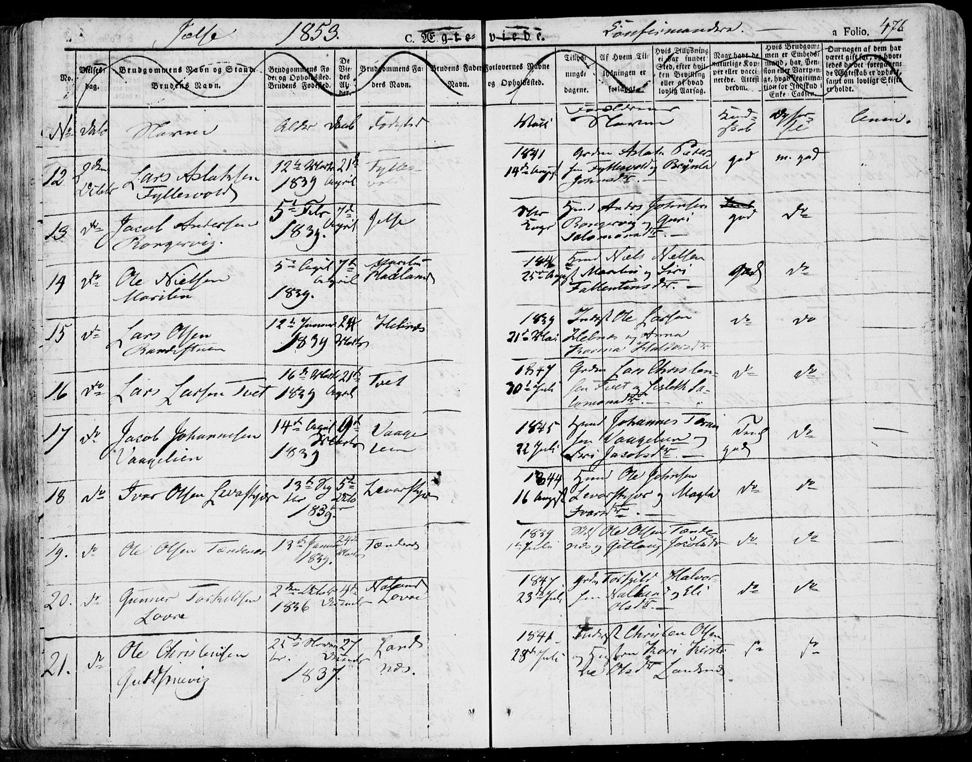 Jelsa sokneprestkontor, AV/SAST-A-101842/01/IV: Parish register (official) no. A 6.2, 1828-1853, p. 476