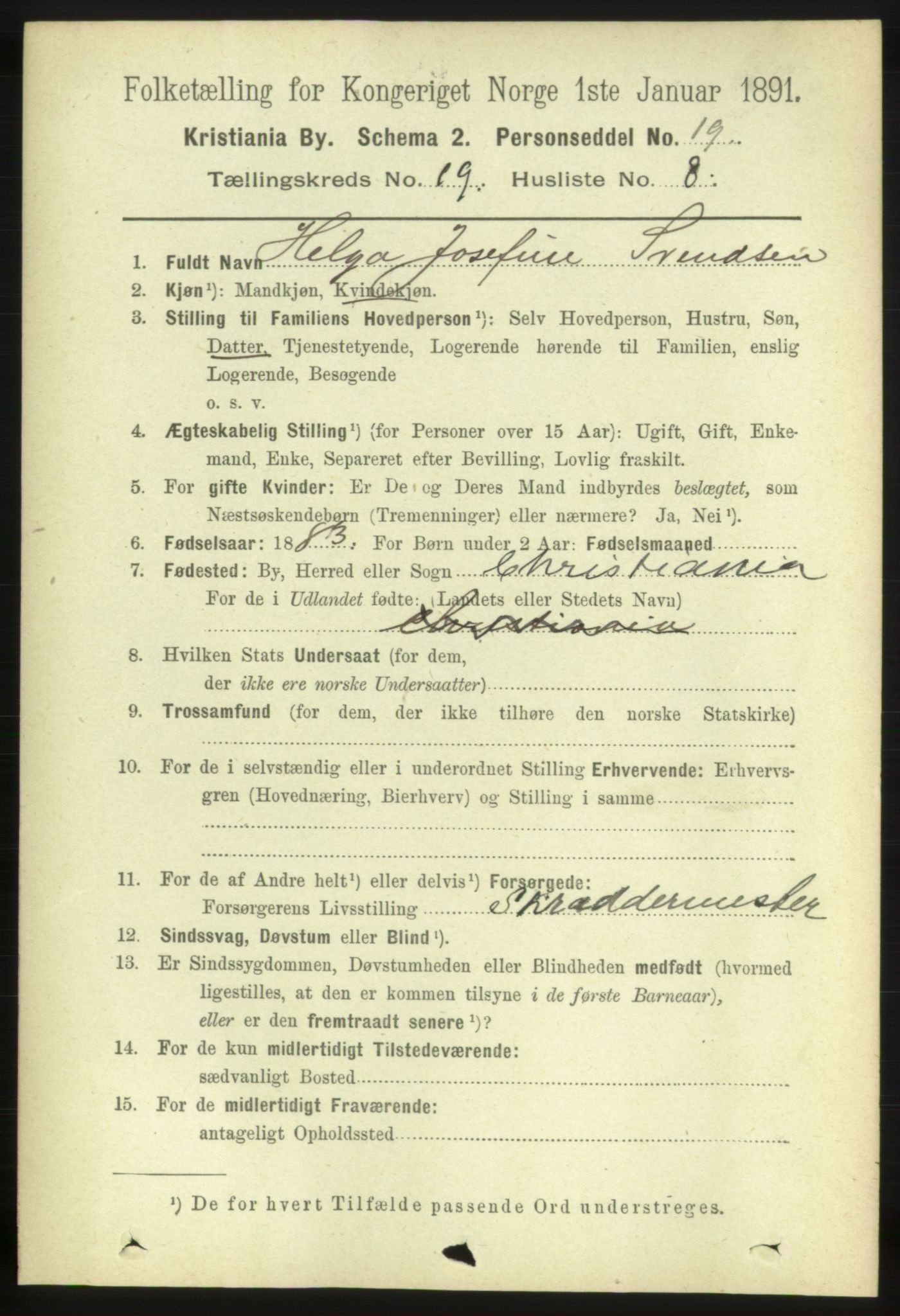 RA, 1891 census for 0301 Kristiania, 1891, p. 9664