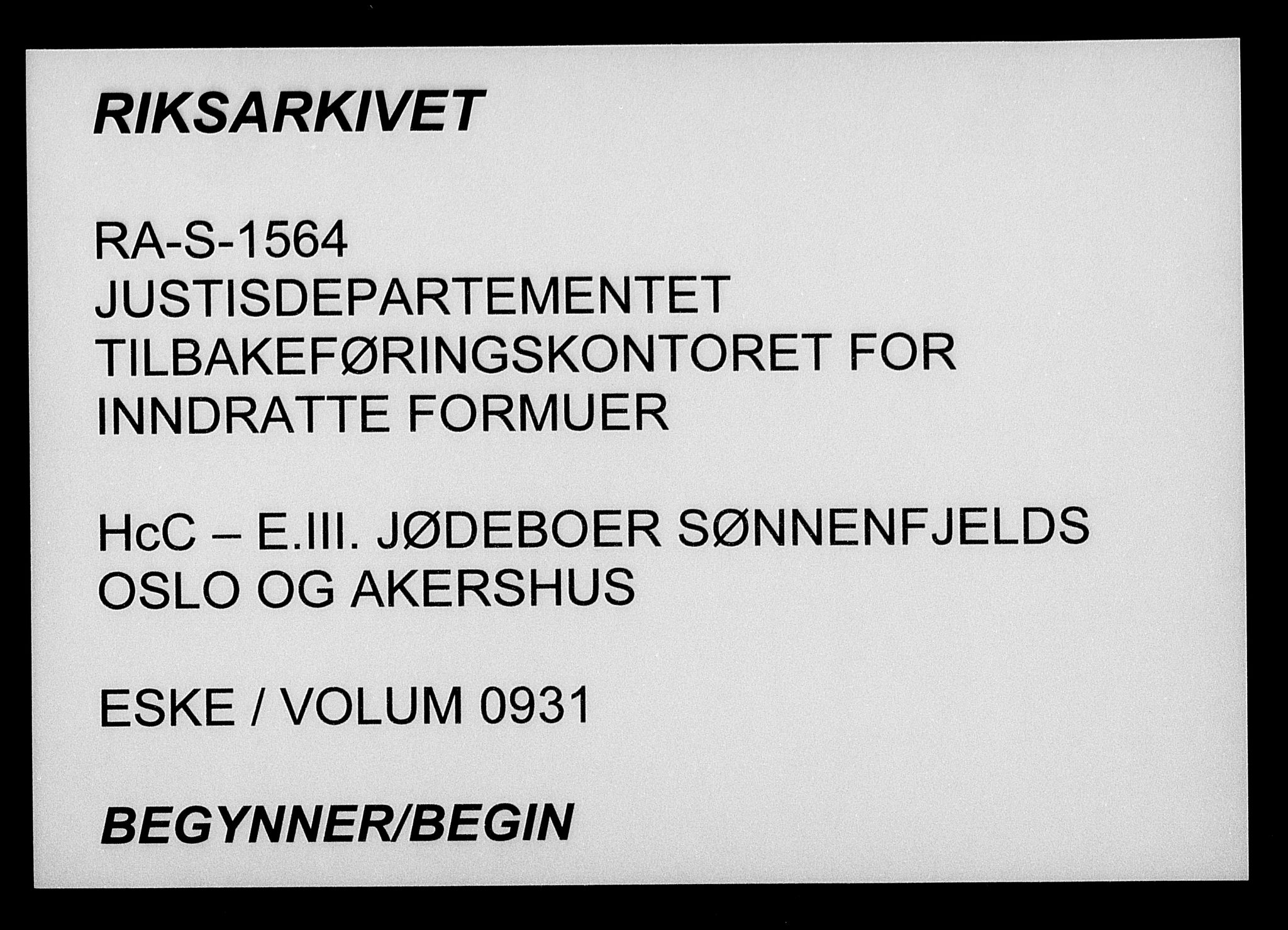 Justisdepartementet, Tilbakeføringskontoret for inndratte formuer, AV/RA-S-1564/H/Hc/Hcc/L0931: --, 1945-1947, p. 1