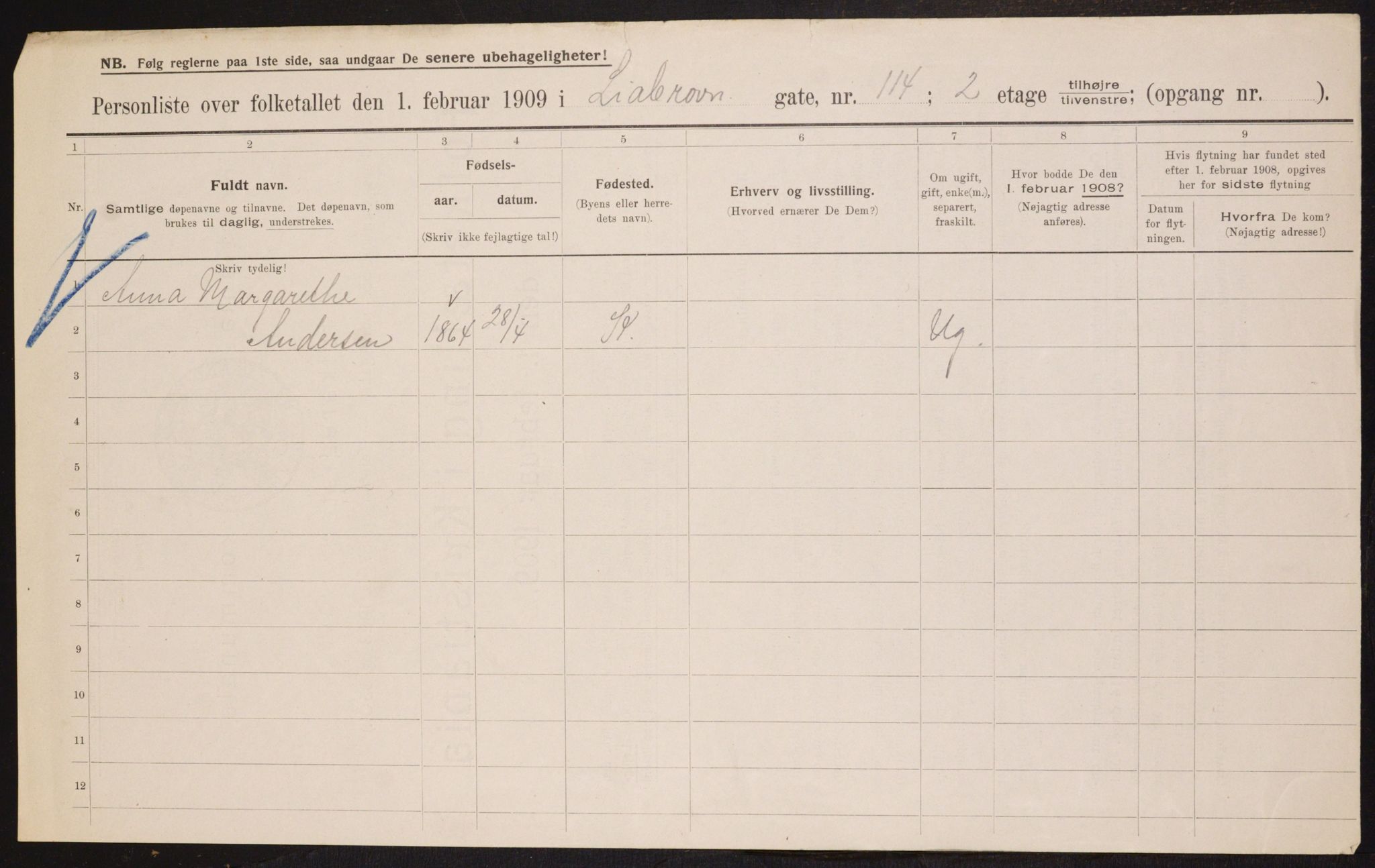 OBA, Municipal Census 1909 for Kristiania, 1909, p. 53060