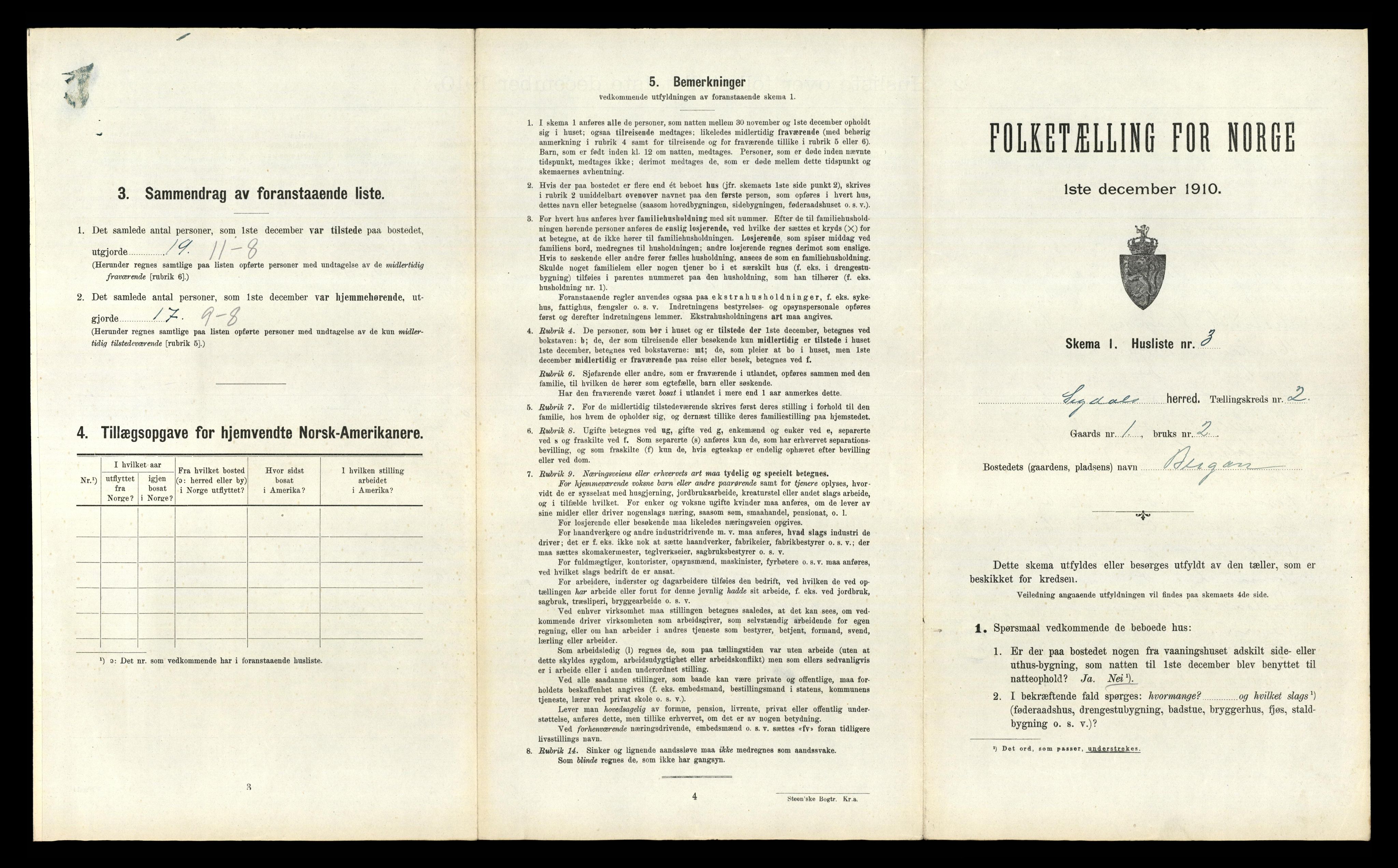 RA, 1910 census for Sigdal, 1910, p. 152