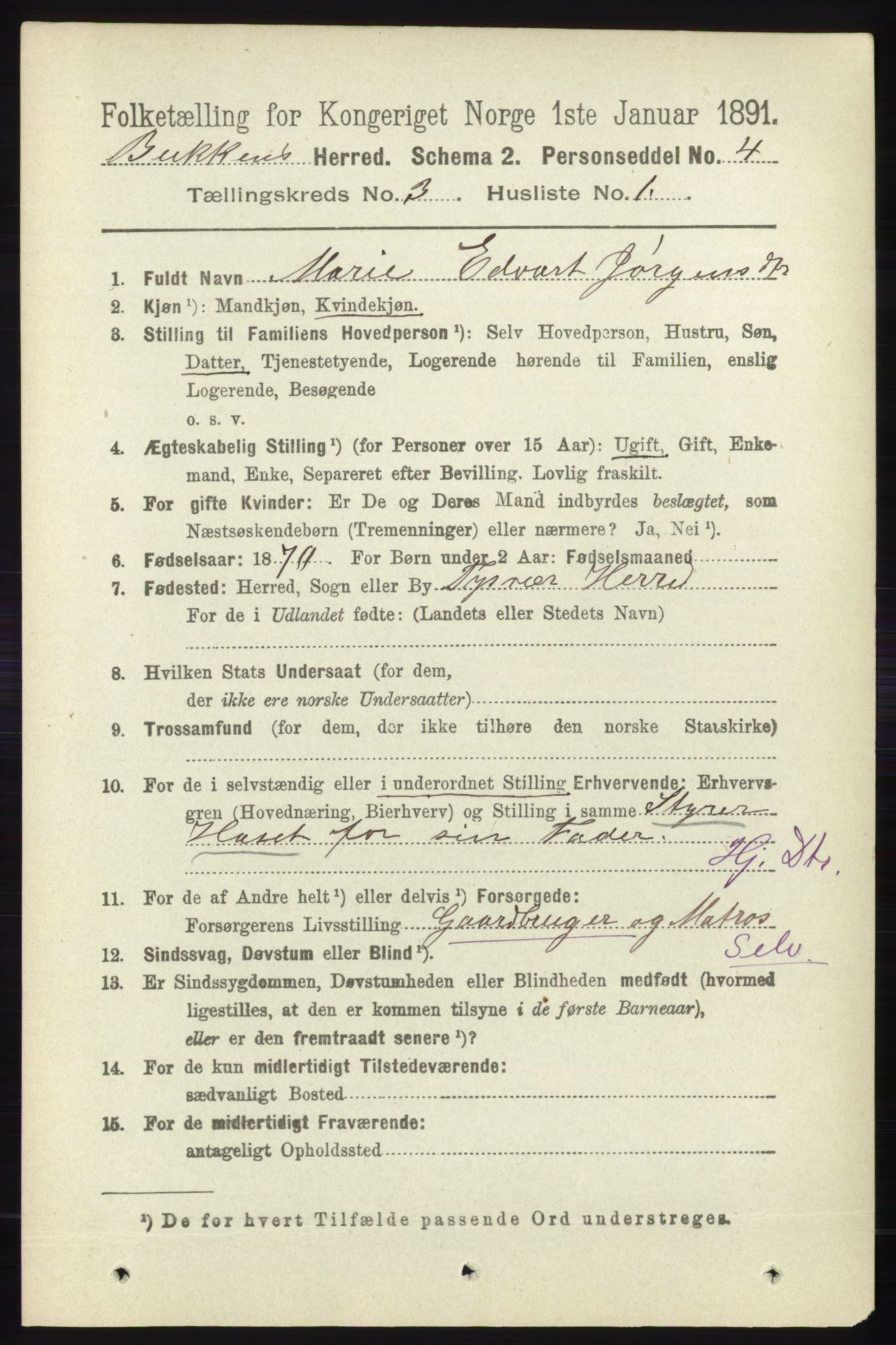 RA, 1891 census for 1145 Bokn, 1891, p. 629