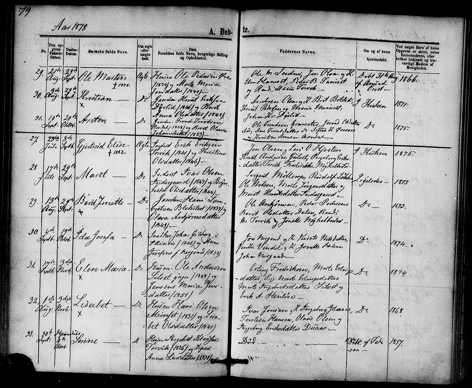 Ministerialprotokoller, klokkerbøker og fødselsregistre - Møre og Romsdal, AV/SAT-A-1454/584/L0966: Parish register (official) no. 584A06, 1869-1878, p. 79