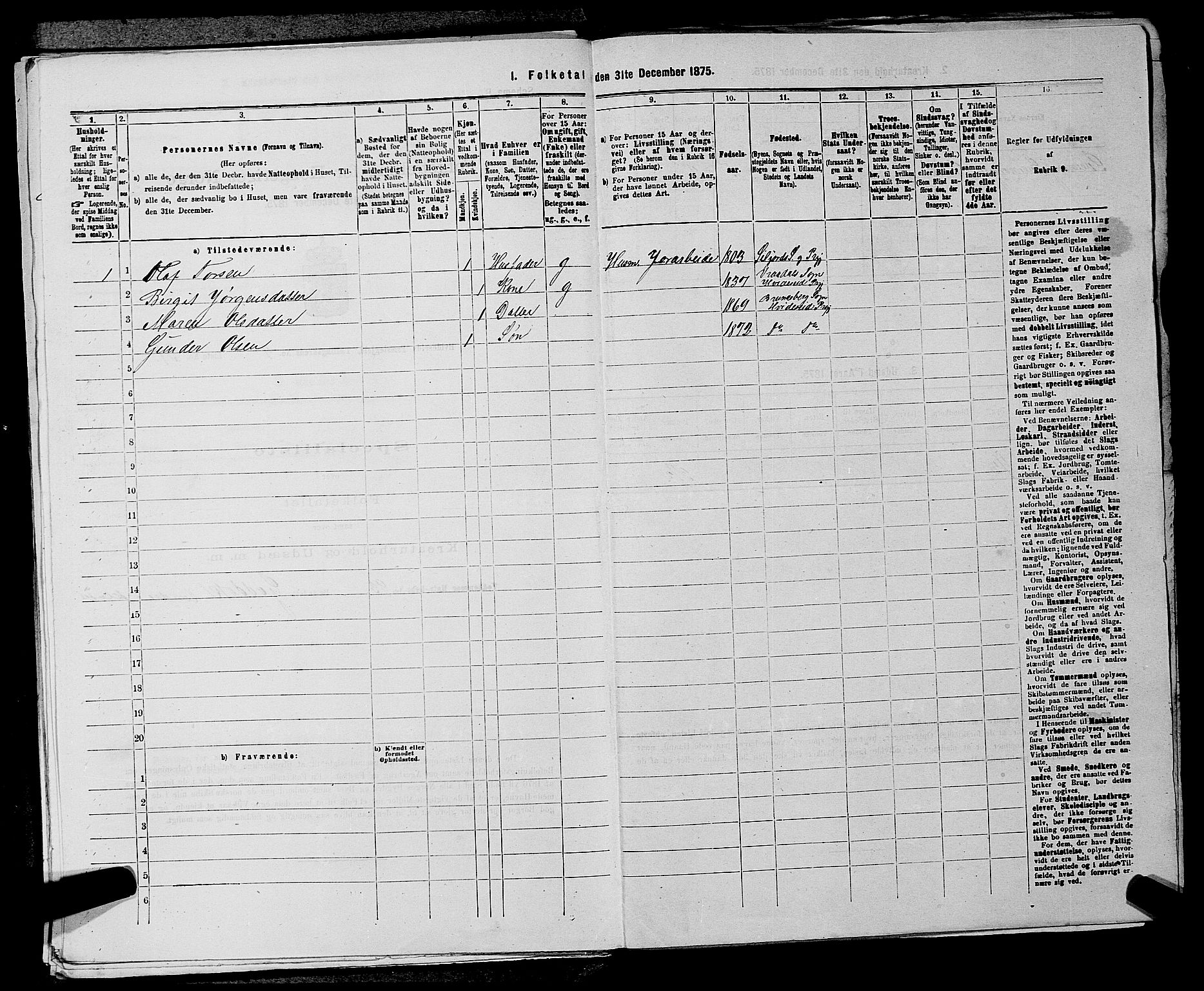 SAKO, 1875 census for 0829P Kviteseid, 1875, p. 823