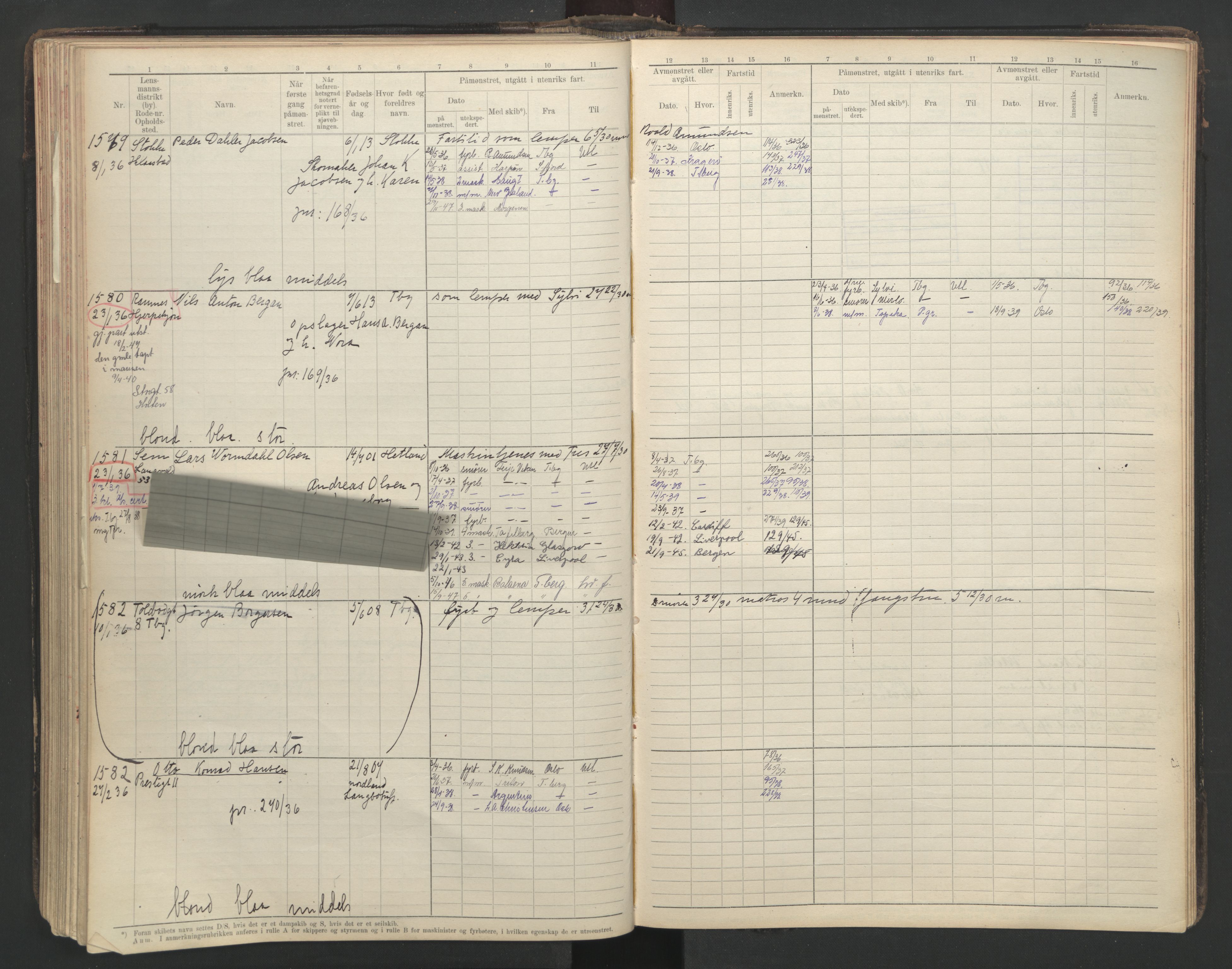 Tønsberg innrulleringskontor, AV/SAKO-A-786/F/Fe/L0003: Maskinist- og fyrbøterrulle Patent nr. 111-1734, 1924-1937, p. 205