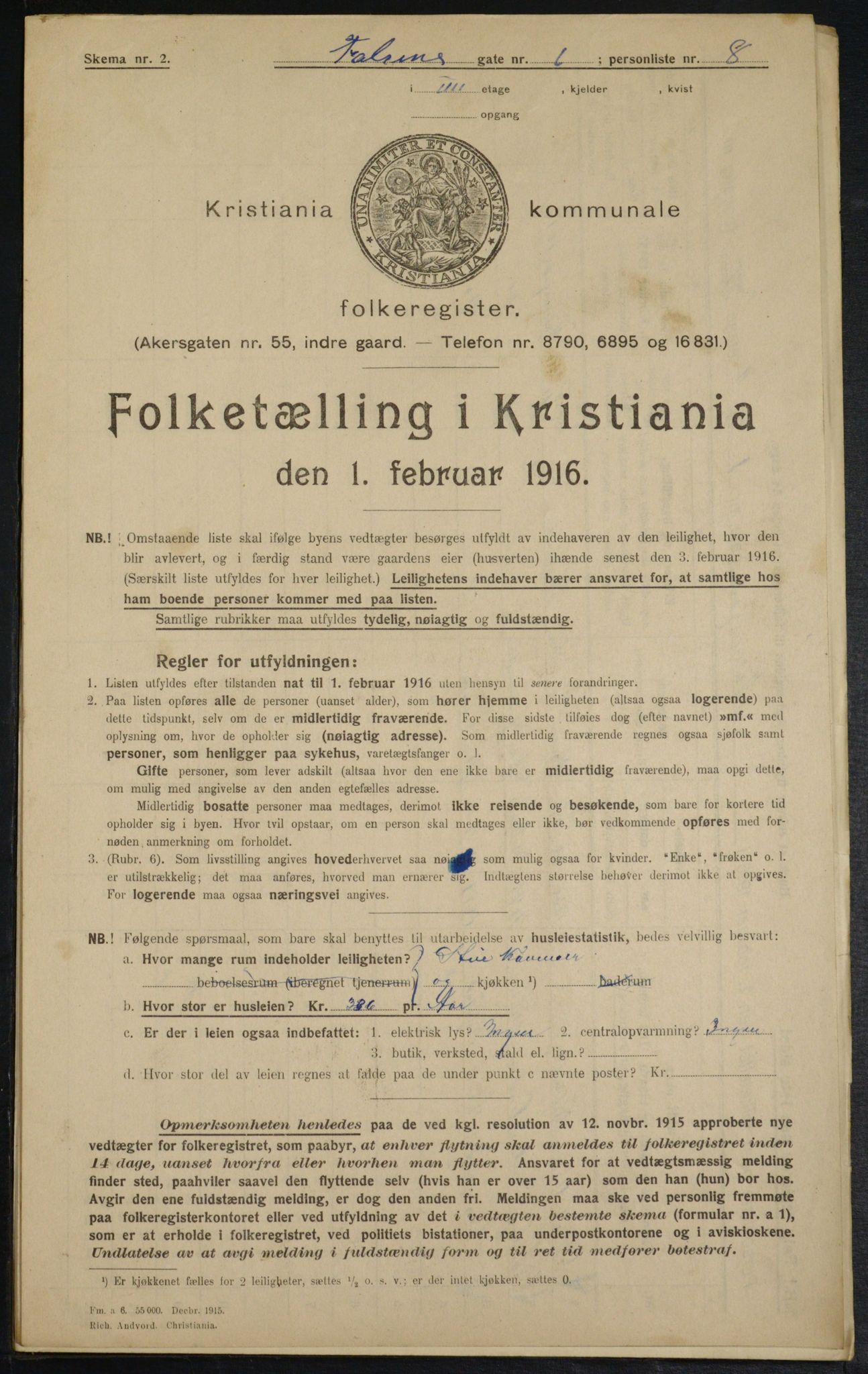 OBA, Municipal Census 1916 for Kristiania, 1916, p. 23637