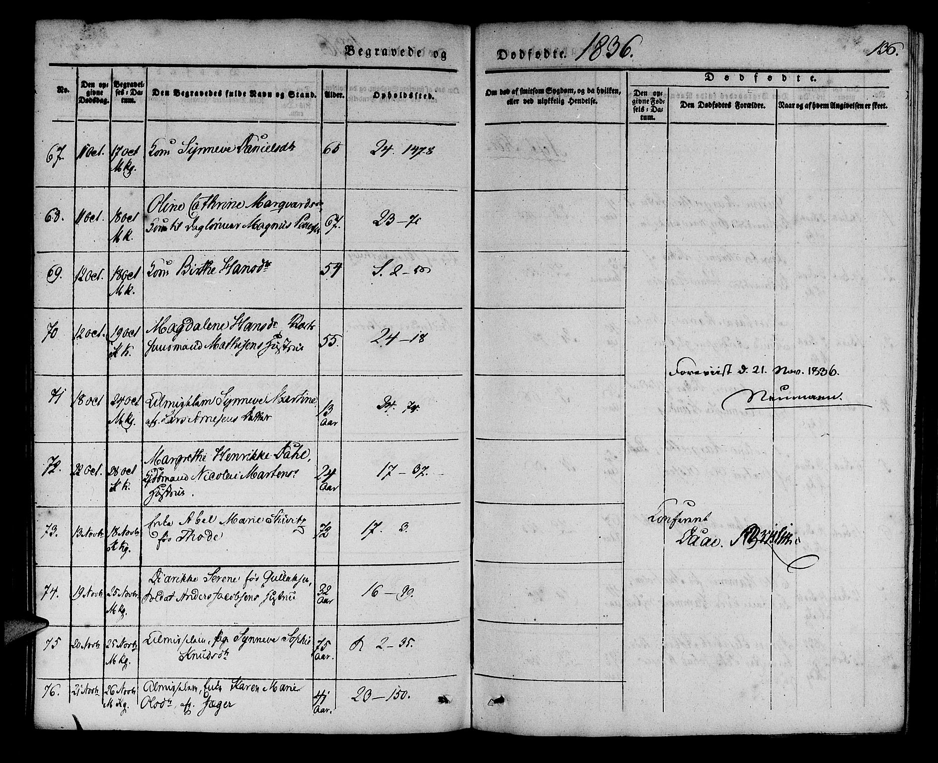 Korskirken sokneprestembete, SAB/A-76101/H/Haa/L0043: Parish register (official) no. E 1, 1834-1848, p. 136