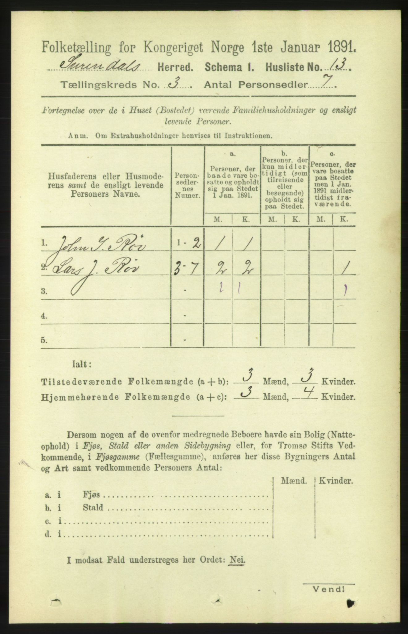 RA, 1891 census for 1566 Surnadal, 1891, p. 757