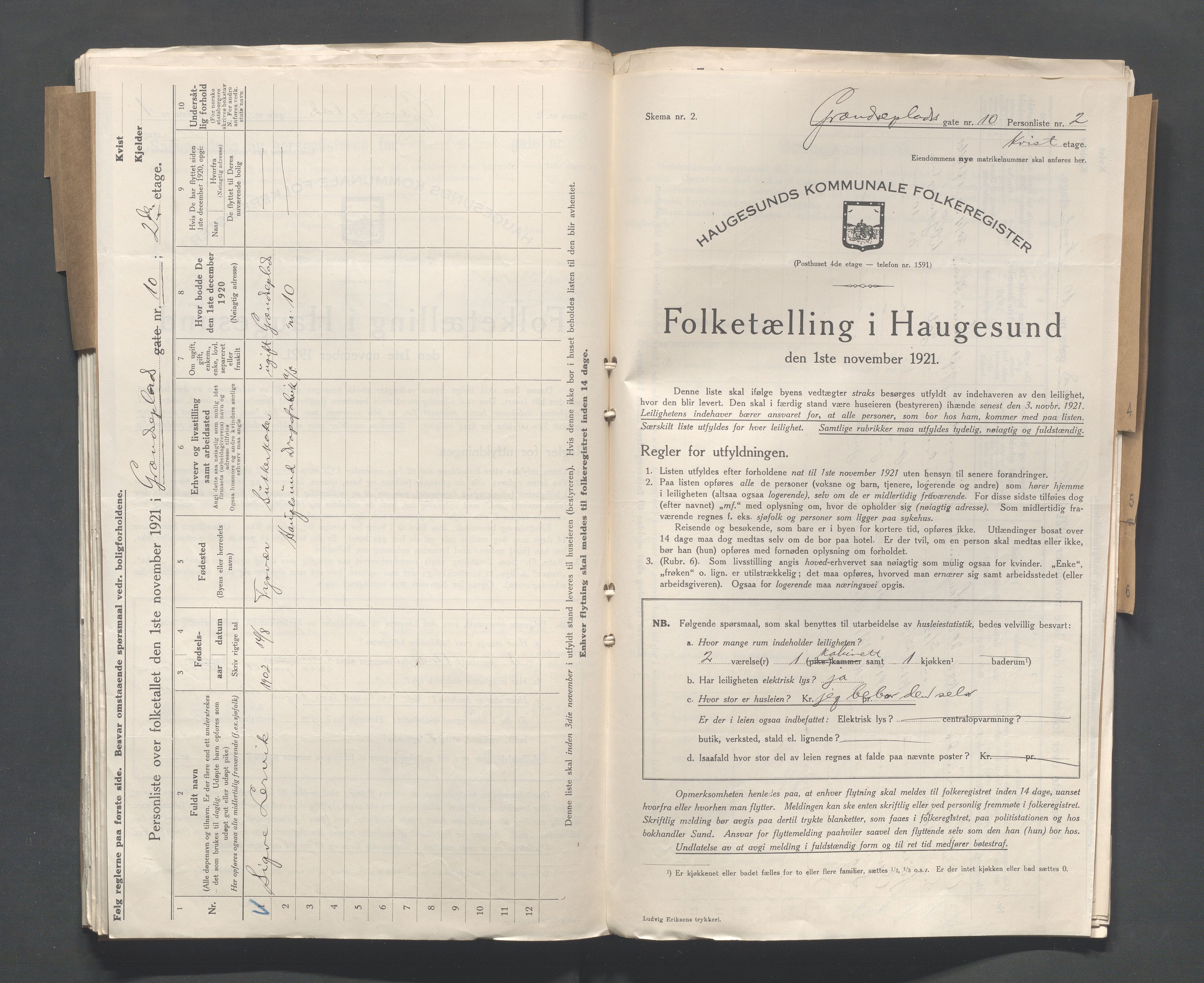 IKAR, Local census 1.11.1921 for Haugesund, 1921, p. 1199