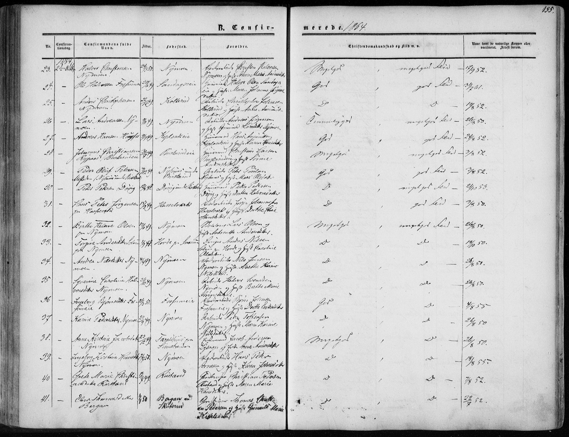 Modum kirkebøker, AV/SAKO-A-234/F/Fa/L0009: Parish register (official) no. 9, 1860-1864, p. 135