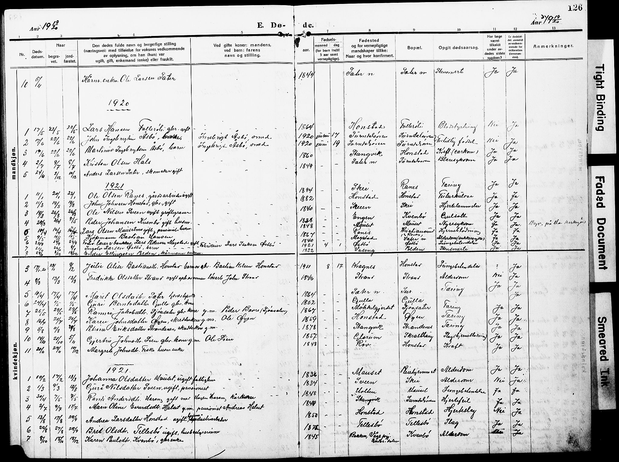 Ministerialprotokoller, klokkerbøker og fødselsregistre - Møre og Romsdal, SAT/A-1454/596/L1059: Parish register (copy) no. 596C02, 1908-1922, p. 126