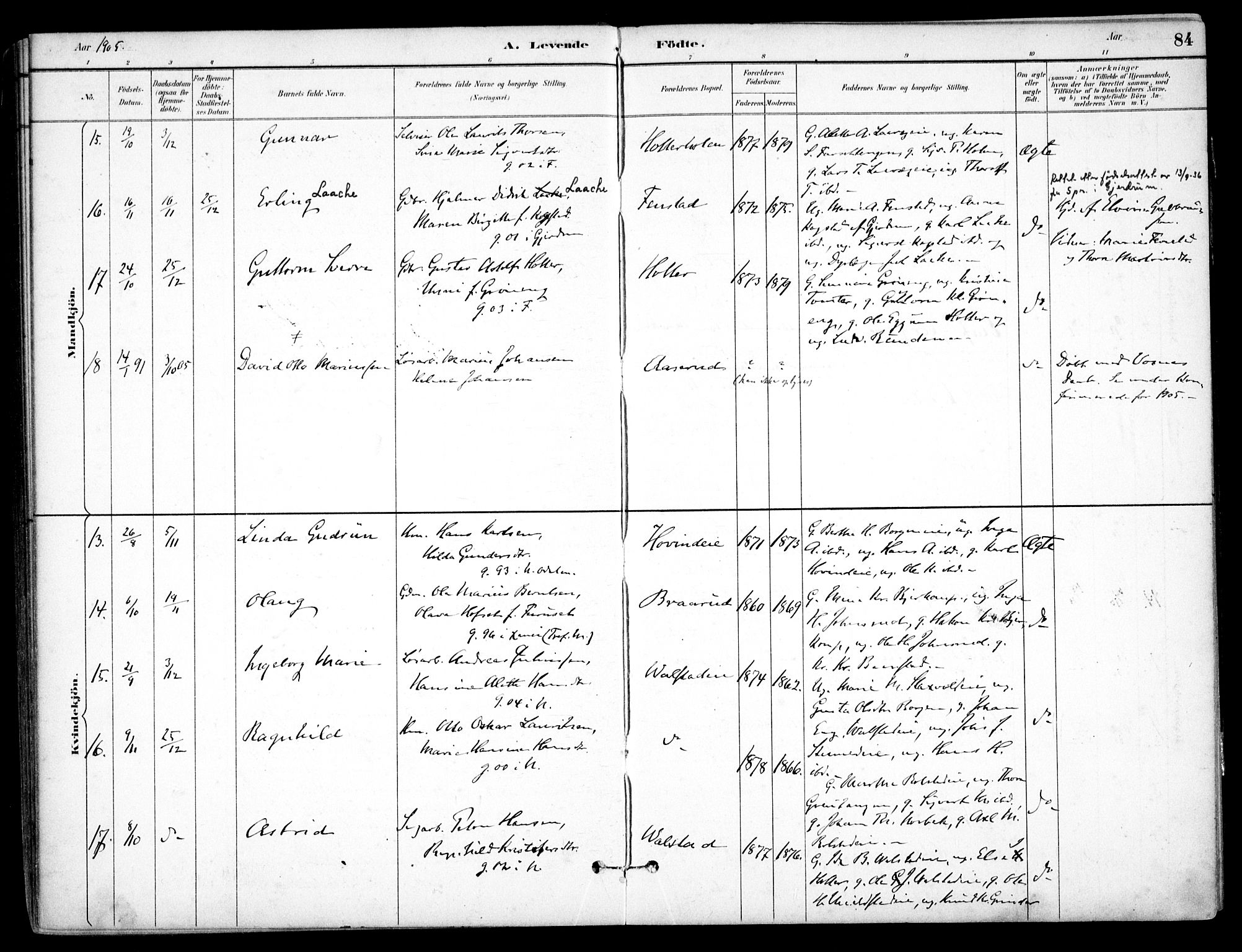 Nes prestekontor Kirkebøker, SAO/A-10410/F/Fb/L0002: Parish register (official) no. II 2, 1883-1918, p. 84