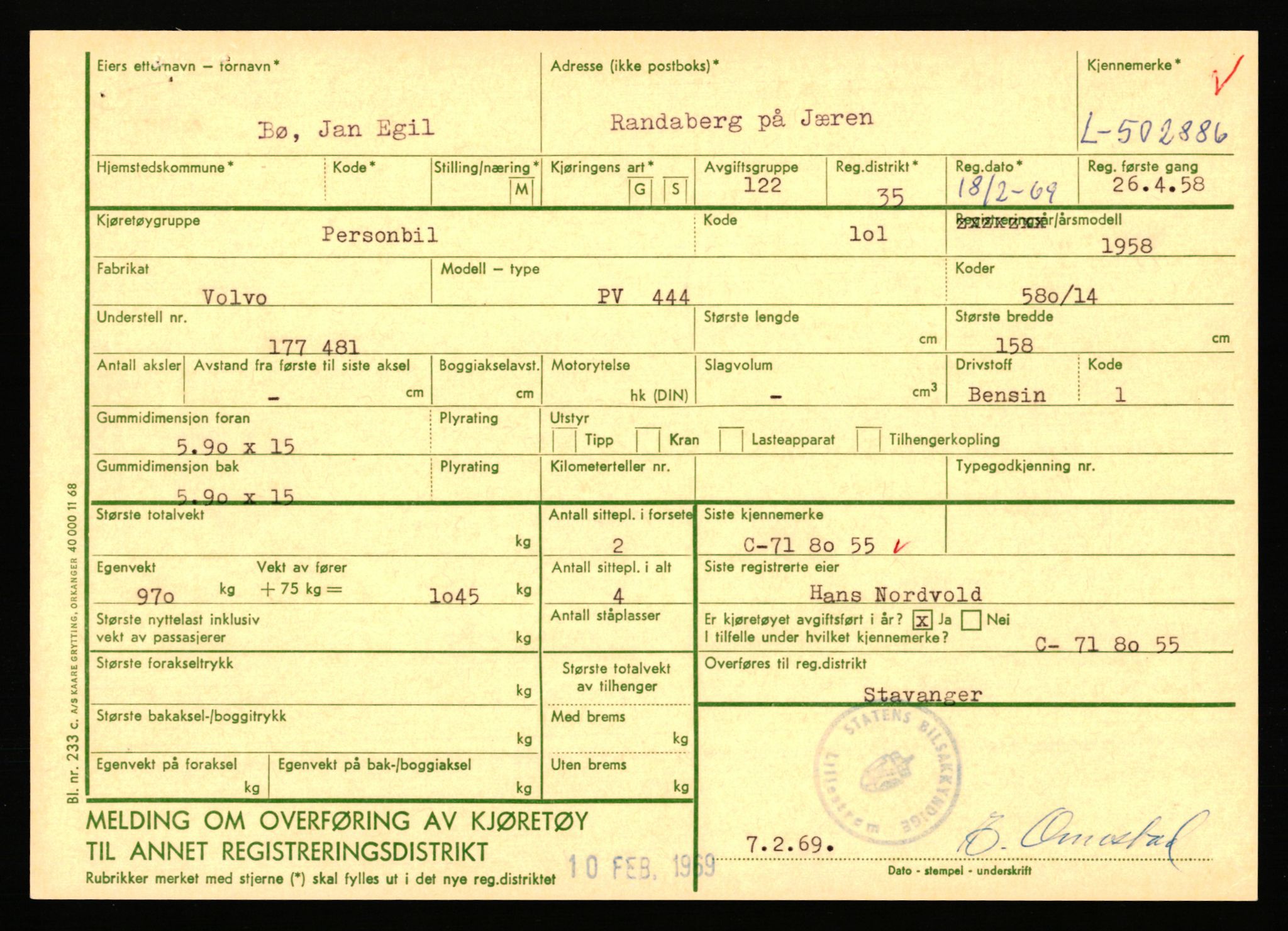 Stavanger trafikkstasjon, AV/SAST-A-101942/0/F/L0077: L-500000 - L-502999, 1930-1971, p. 2163