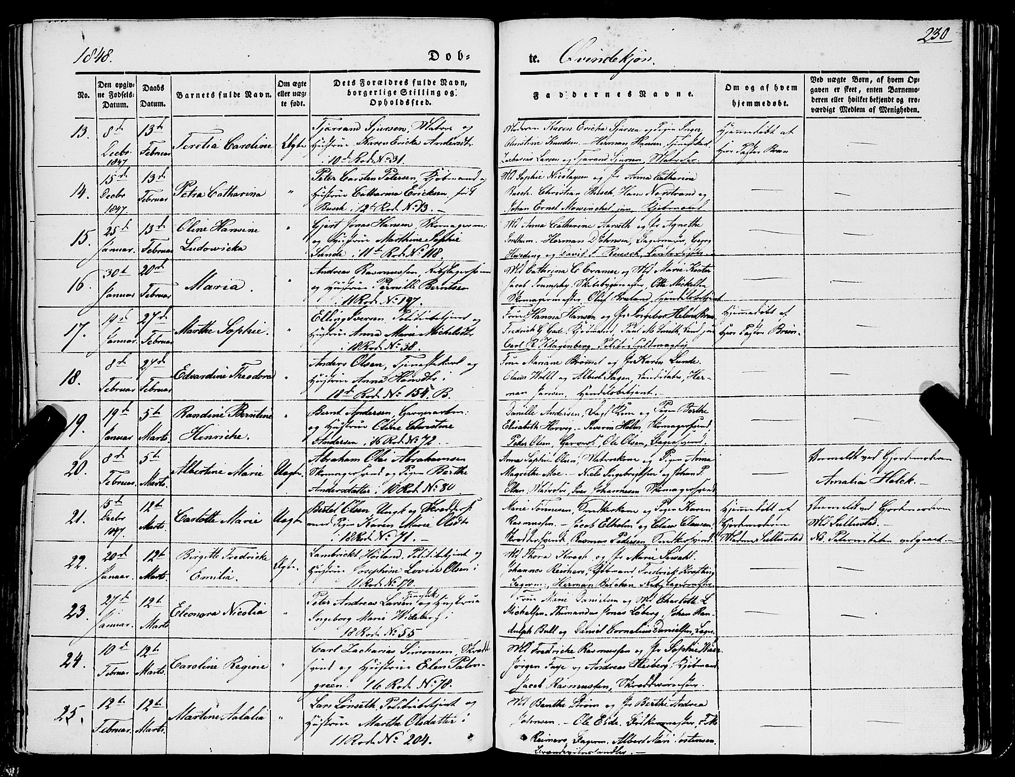 Domkirken sokneprestembete, AV/SAB-A-74801/H/Haa/L0019: Parish register (official) no. B 2, 1841-1851, p. 230